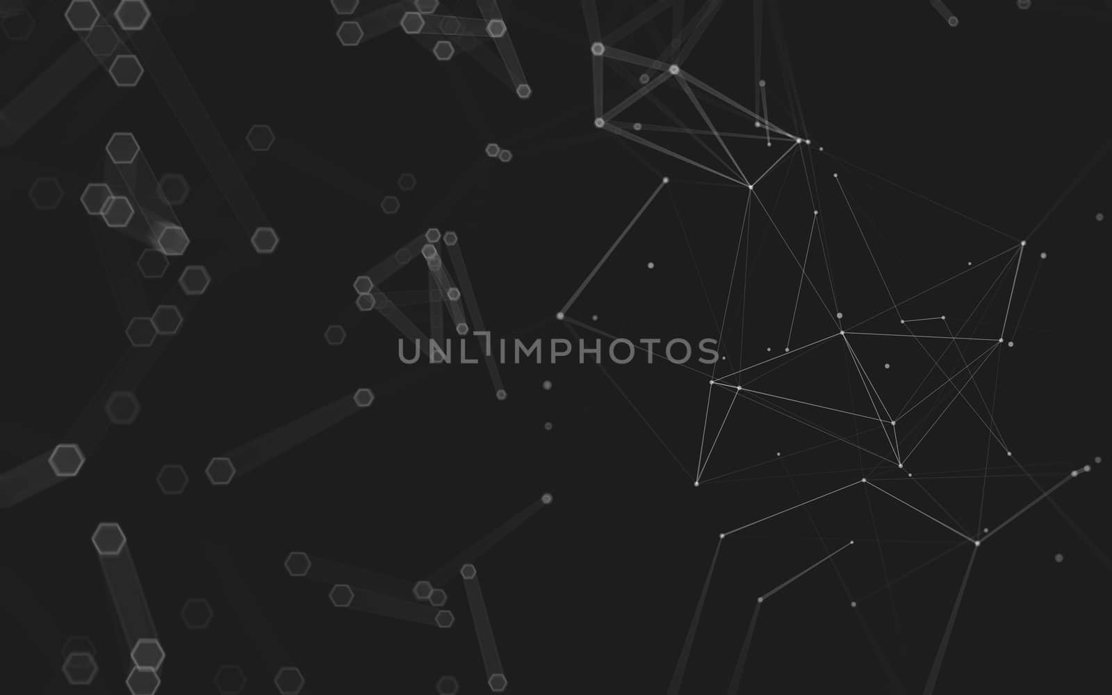 Abstract polygonal space low poly dark background with connecting dots and lines. Connection structure. 3d rendering