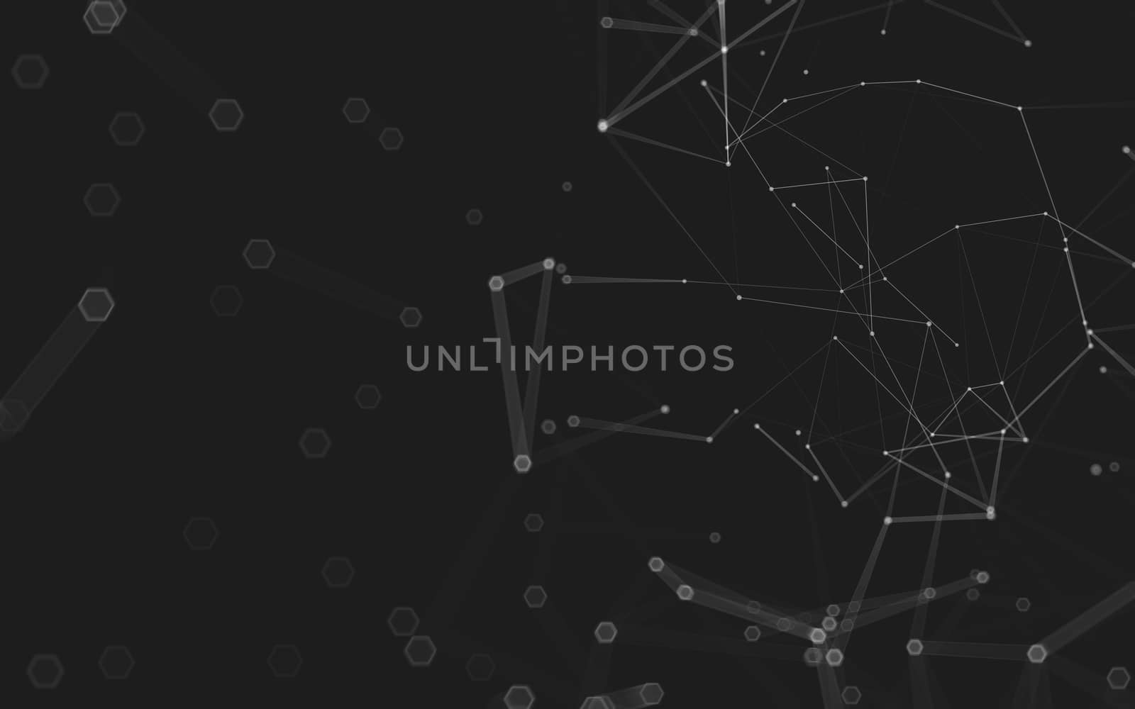 Abstract polygonal space low poly dark background with connecting dots and lines. Connection structure. 3d rendering