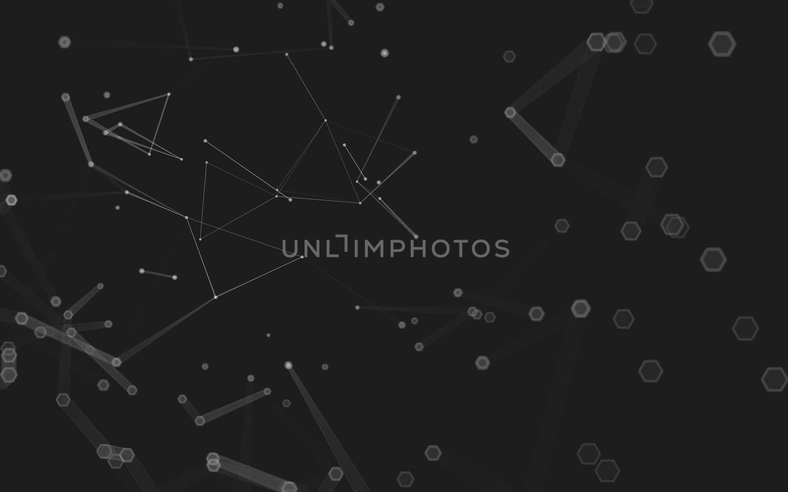 Abstract polygonal space low poly dark background with connecting dots and lines. Connection structure. 3d rendering