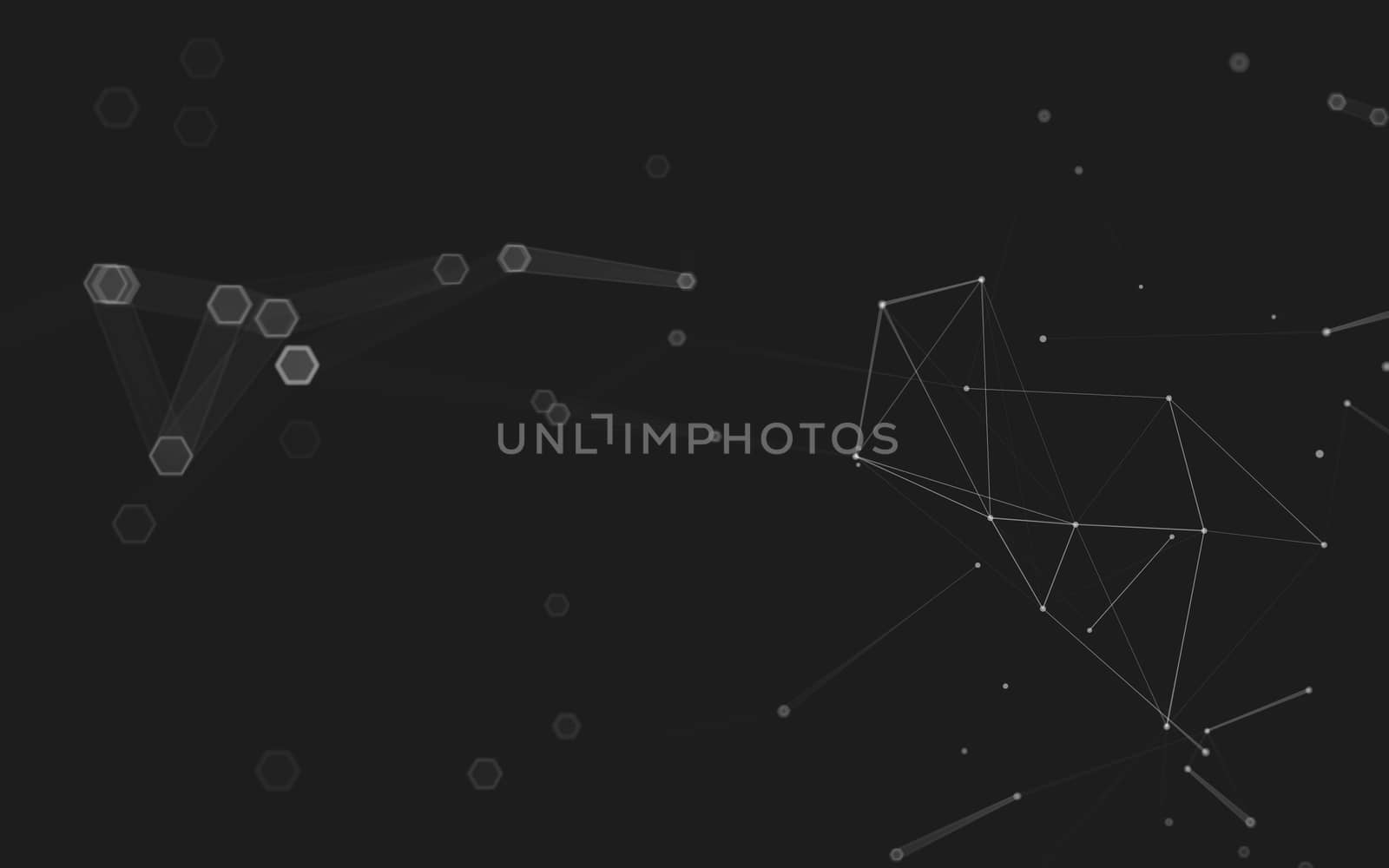 Abstract polygonal space low poly dark background with connecting dots and lines. Connection structure. 3d rendering