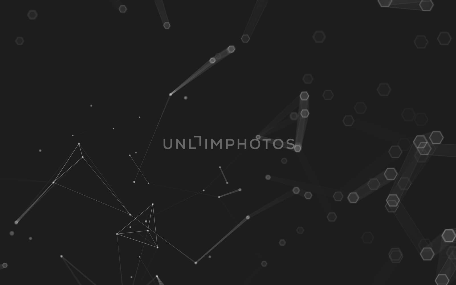 Abstract polygonal space low poly dark background with connecting dots and lines. Connection structure. 3d rendering