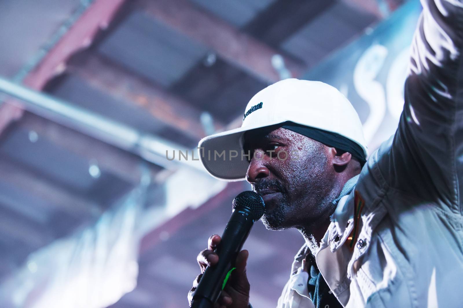 HOT SPRINGS, NC - JULY 9: Close up on Reggae musician Pato Banton performing on stage at the Wild Goose Festival on July 9, 2016 in Hot Springs, NC, USA.