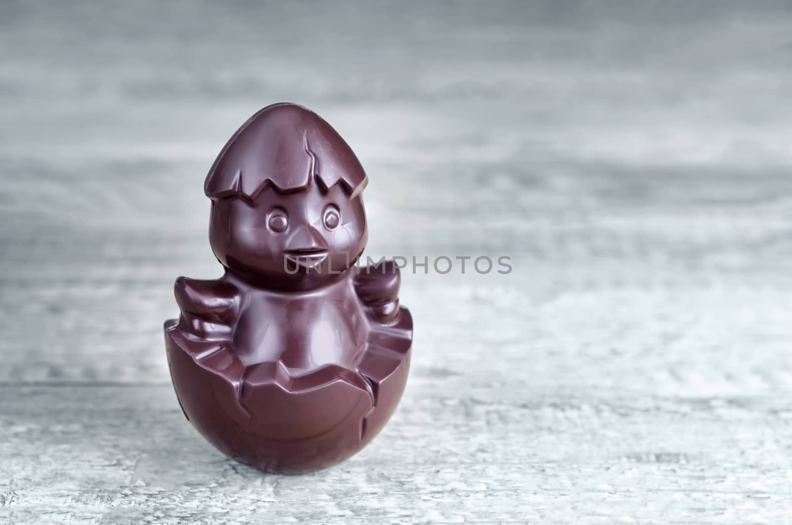 Chocolate in the shape of a chicken,  symbol  the coming 2017. Plenty  space for text. by Gaina
