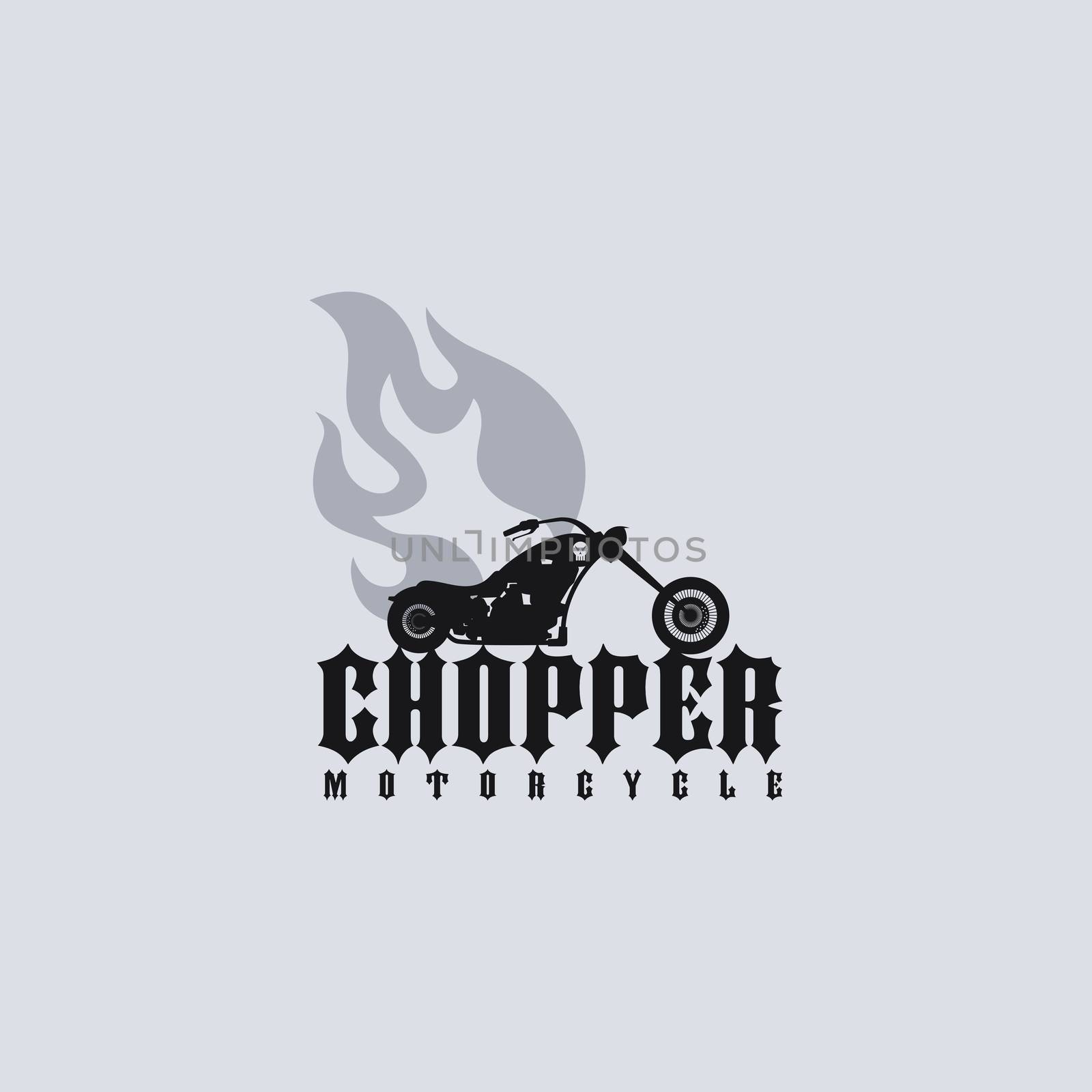 classic fire chopper motorcycle theme vector art illustration