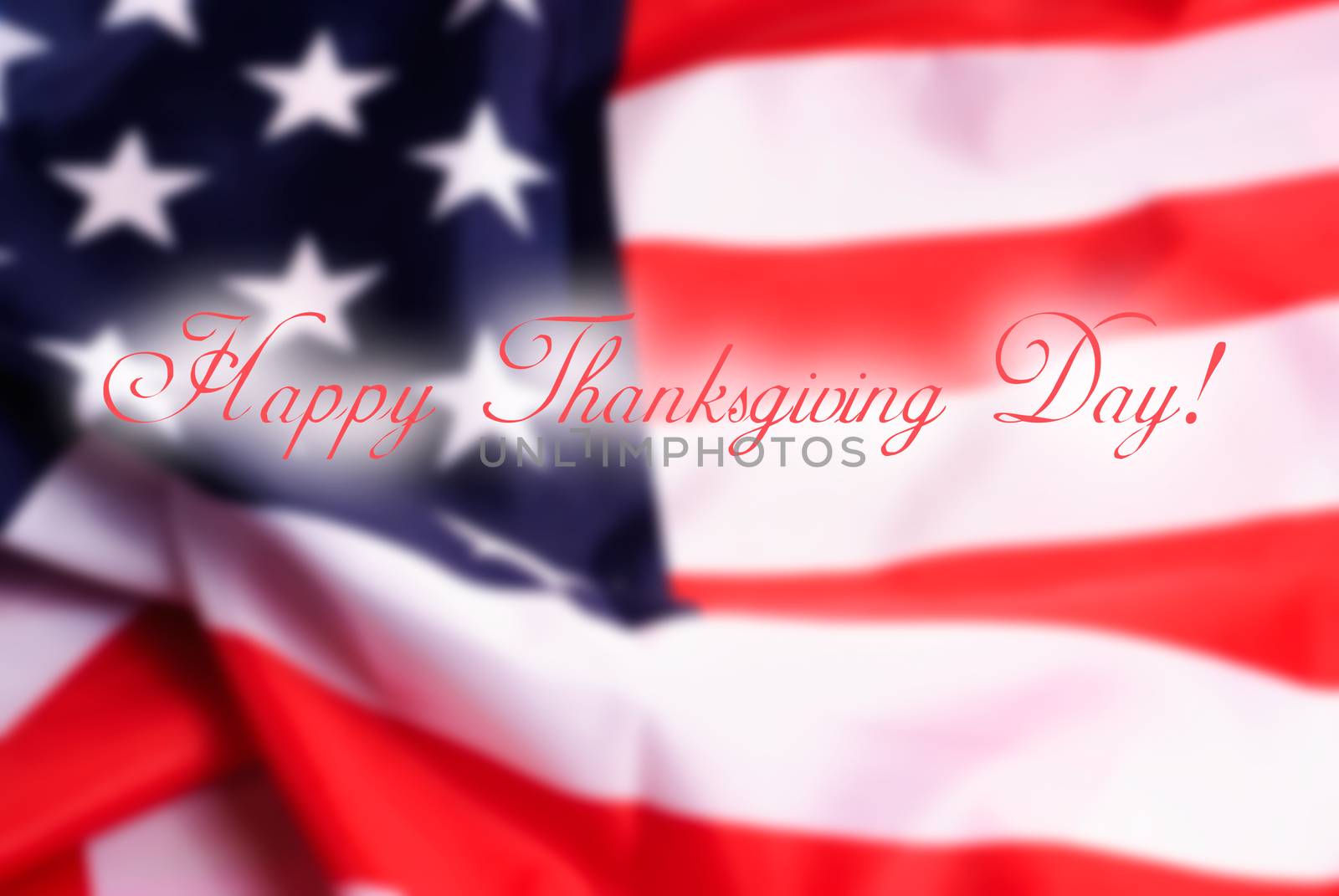 USA Thanksgiving Day on the background of a waving flag.