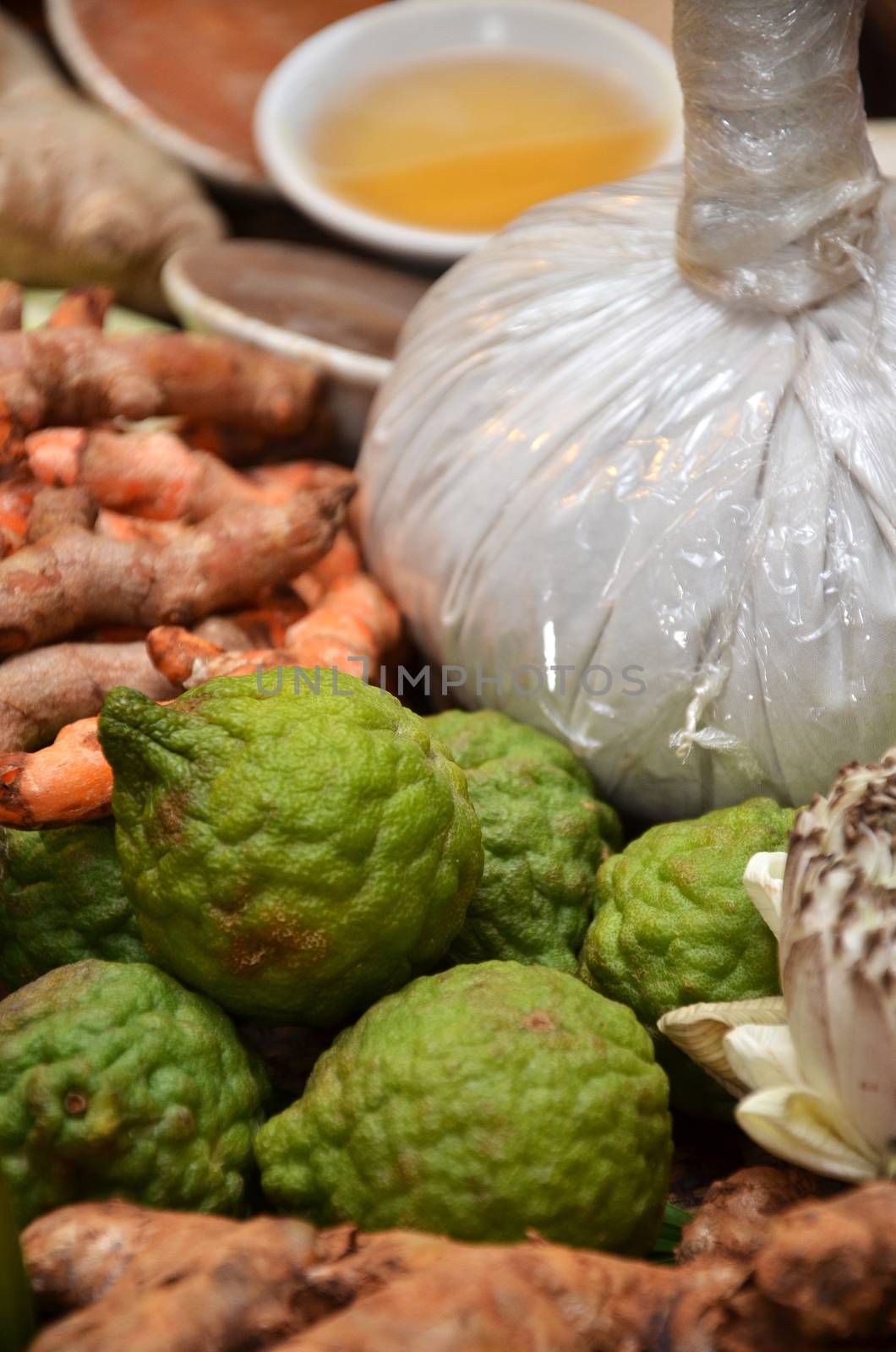 Cassumunar ginger, Bengal root, oil and Herbal Compress Ball
