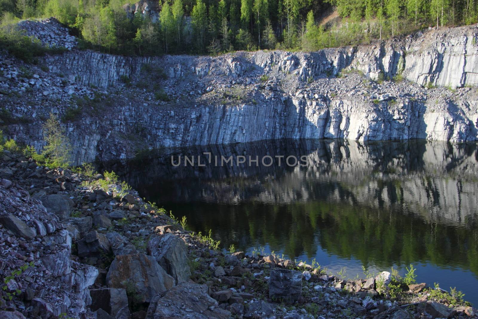 Marble quarry in Ruskeala, Republic of Karelia, Russia. View from above