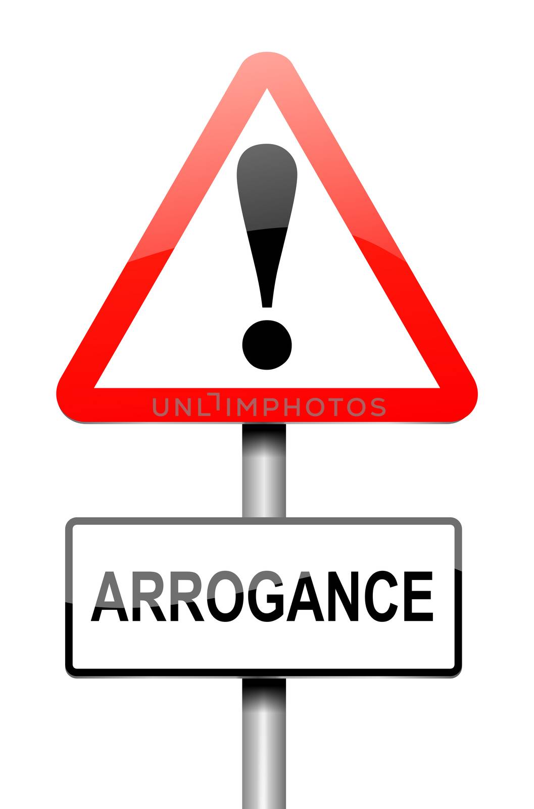 Illustration depicting a sign with an arrogance concept.