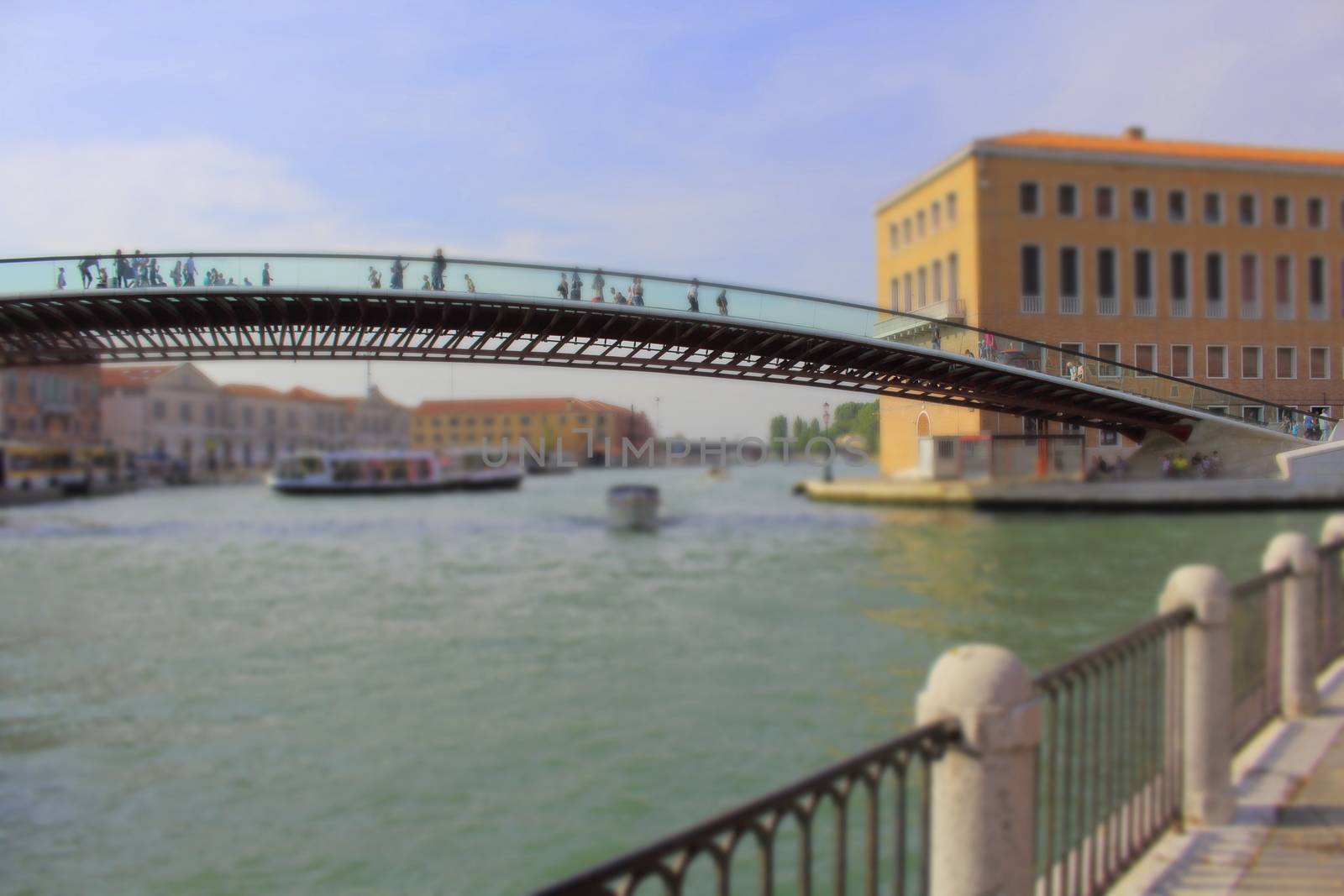 famous bridge of the Constitution of Venice from Grand Canal, Venice, Italy