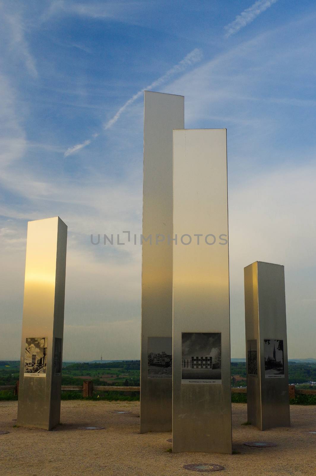 PFORZHEIM, GERMANY - April 29. 2015: Memorial of Bombing City on the Wallberg Rubble Hill in Pforzheim, Germany, Gold City in the Black Forest by evolutionnow