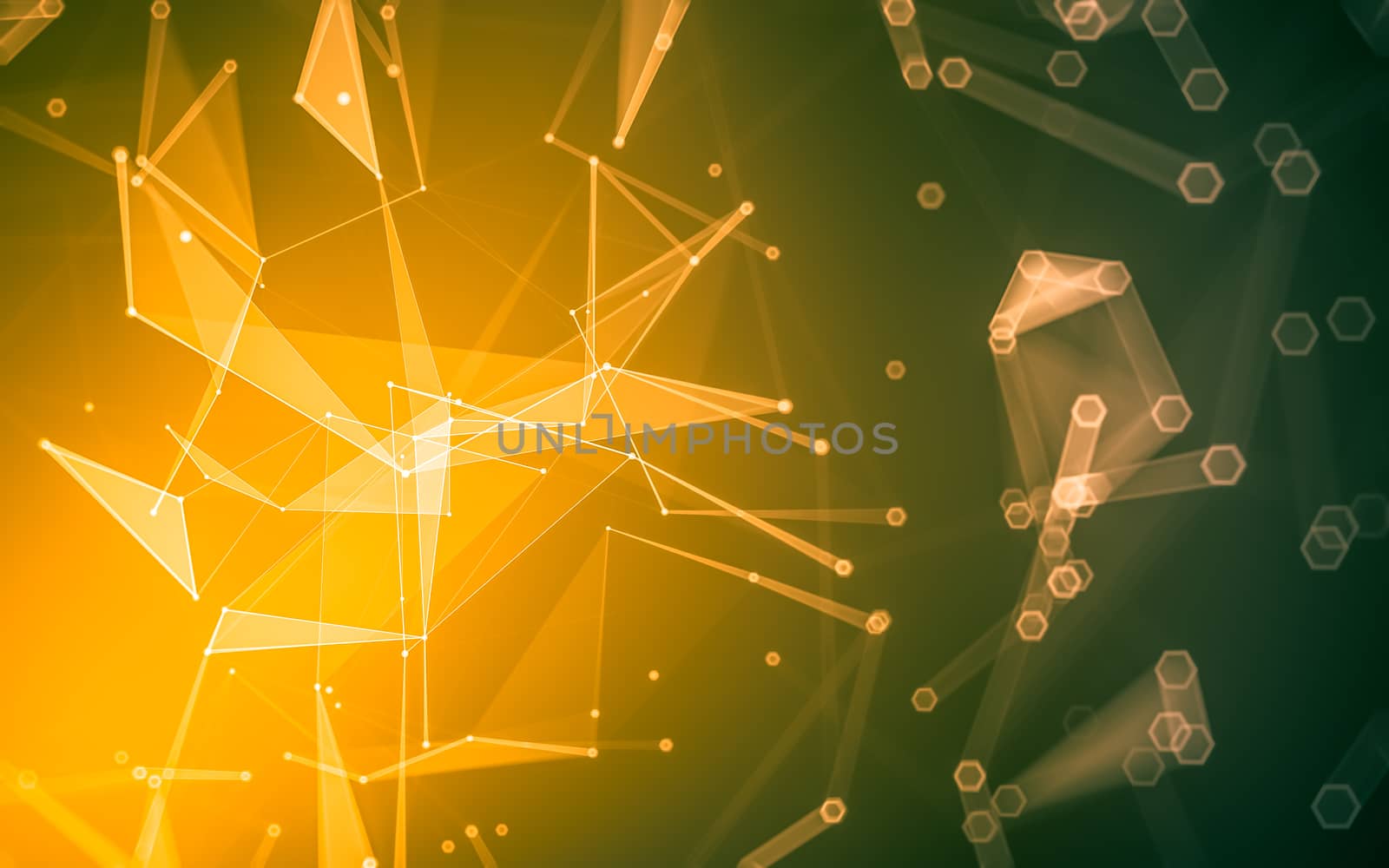 Abstract polygonal space low poly dark background with connecting dots and lines. Connection structure. 3d rendering