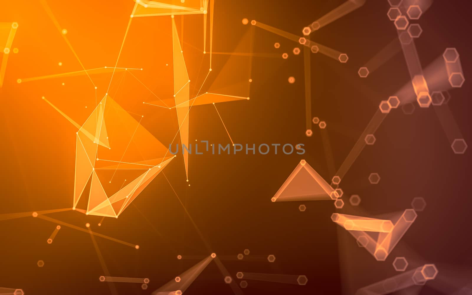 Abstract polygonal space low poly dark background with connecting dots and lines. Connection structure. 3d rendering