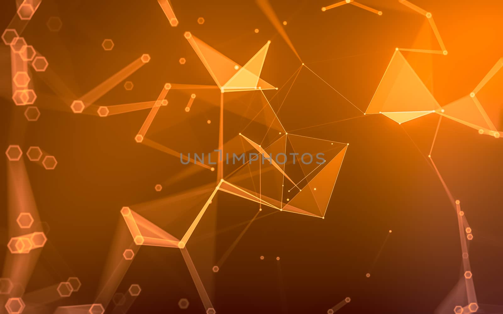 Abstract polygonal space low poly dark background with connecting dots and lines. Connection structure. 3d rendering