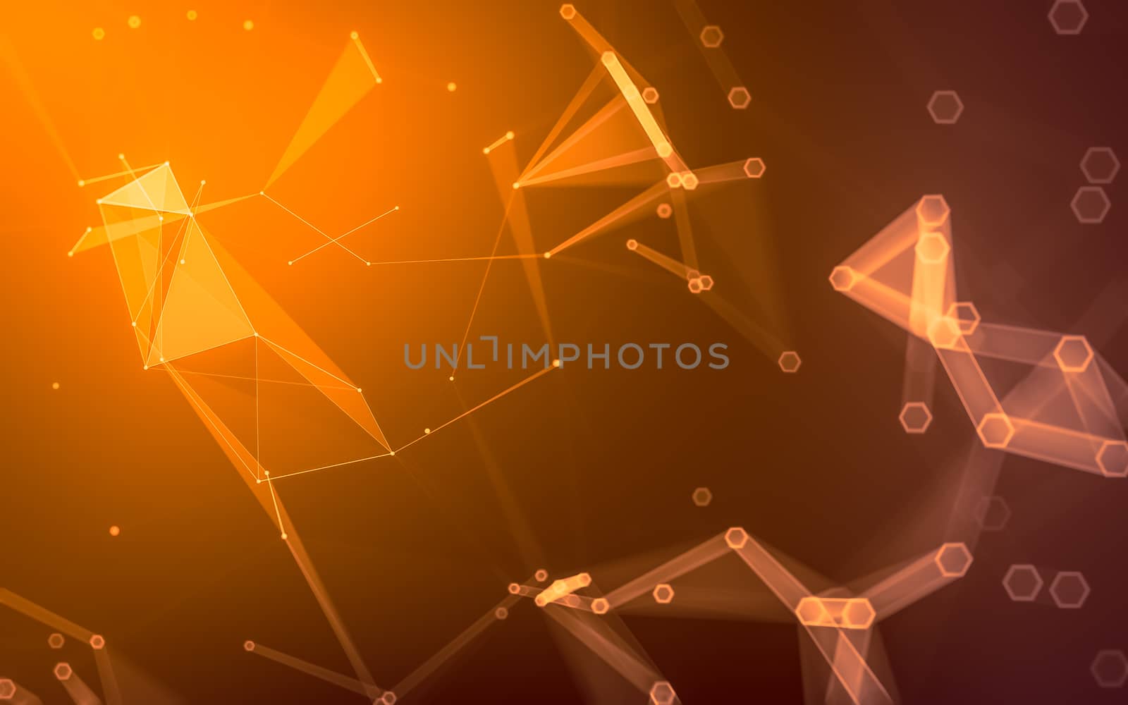 Abstract polygonal space low poly dark background with connecting dots and lines. Connection structure. 3d rendering