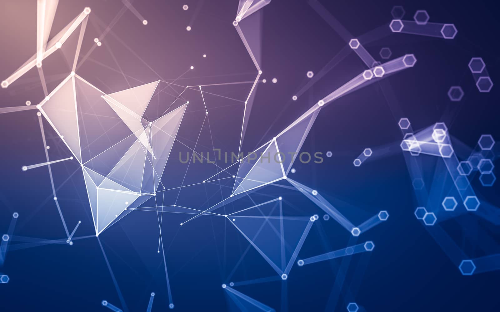 Abstract polygonal space low poly dark background with connecting dots and lines. Connection structure. 3d rendering