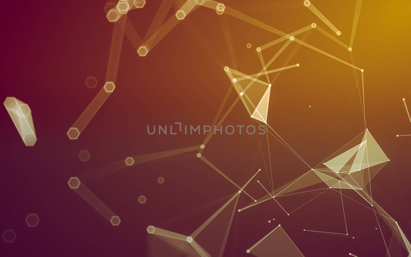 Abstract polygonal space low poly dark background with connecting dots and lines. Connection structure. 3d rendering