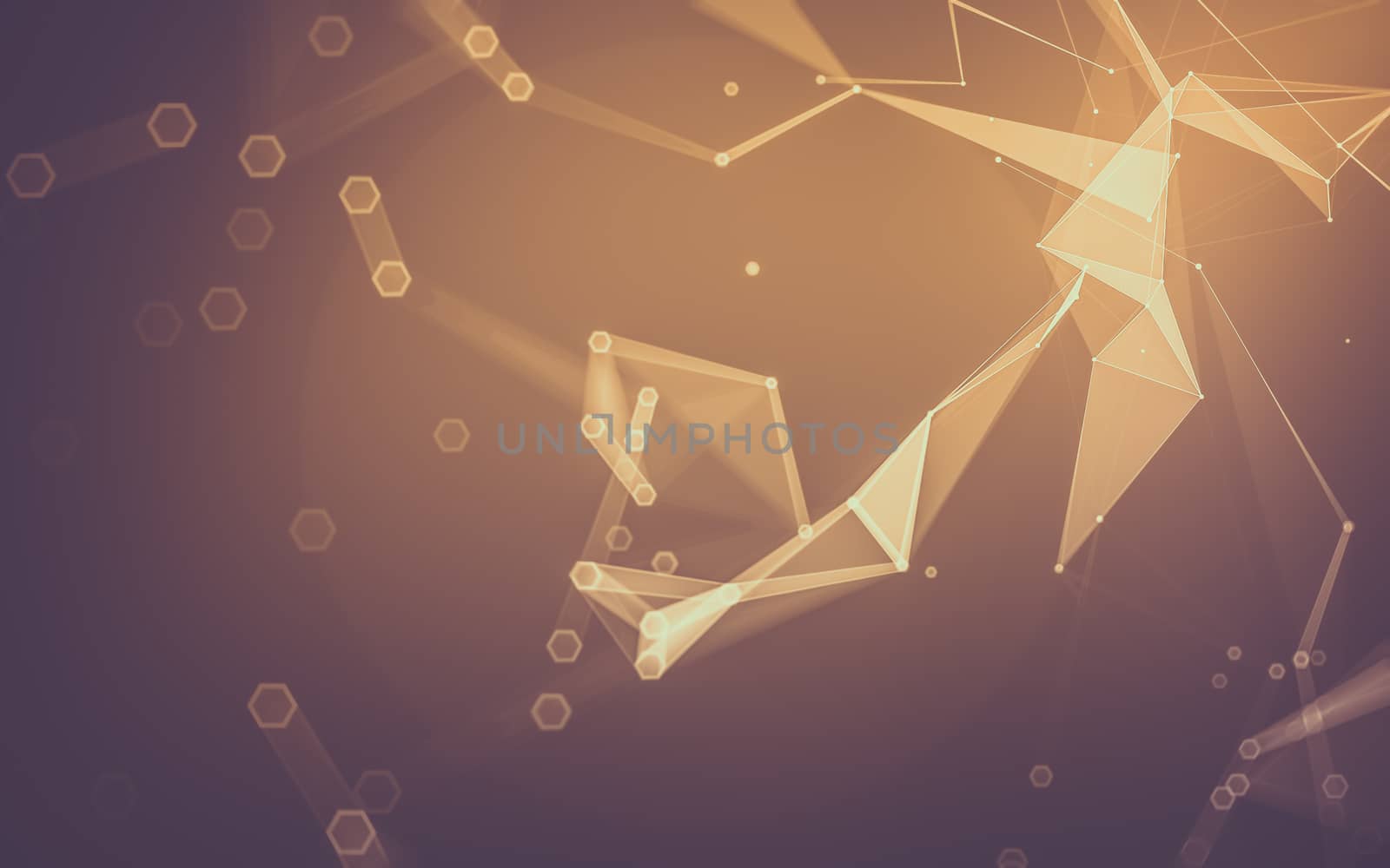 Abstract polygonal space low poly dark background, 3d rendering by teerawit