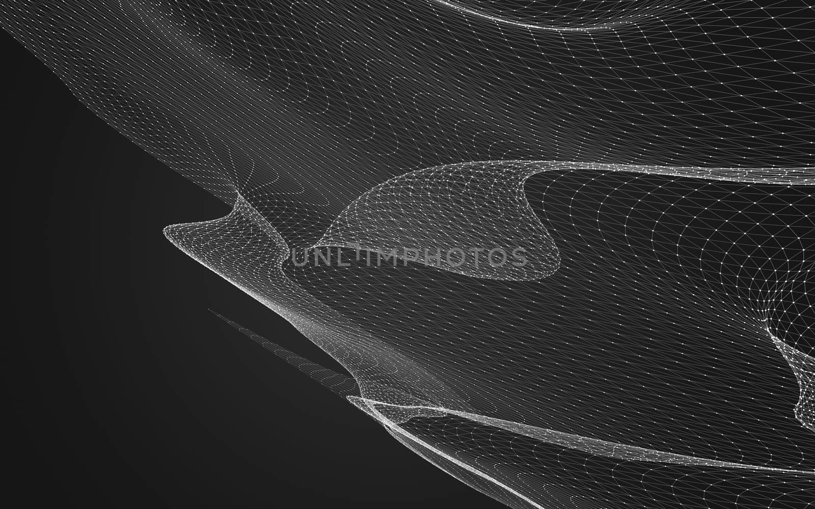 Abstract polygonal space low poly dark background with connecting dots and lines. Connection structure. 3d rendering