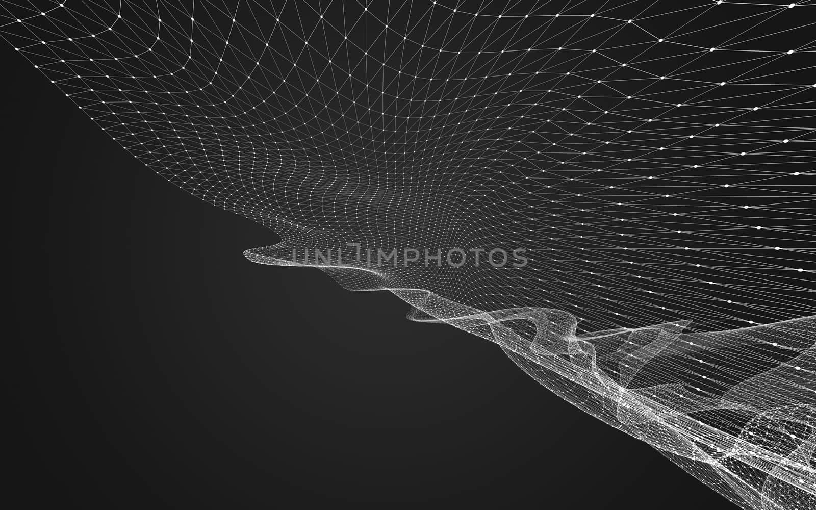 Abstract polygonal space low poly dark background with connecting dots and lines. Connection structure. 3d rendering