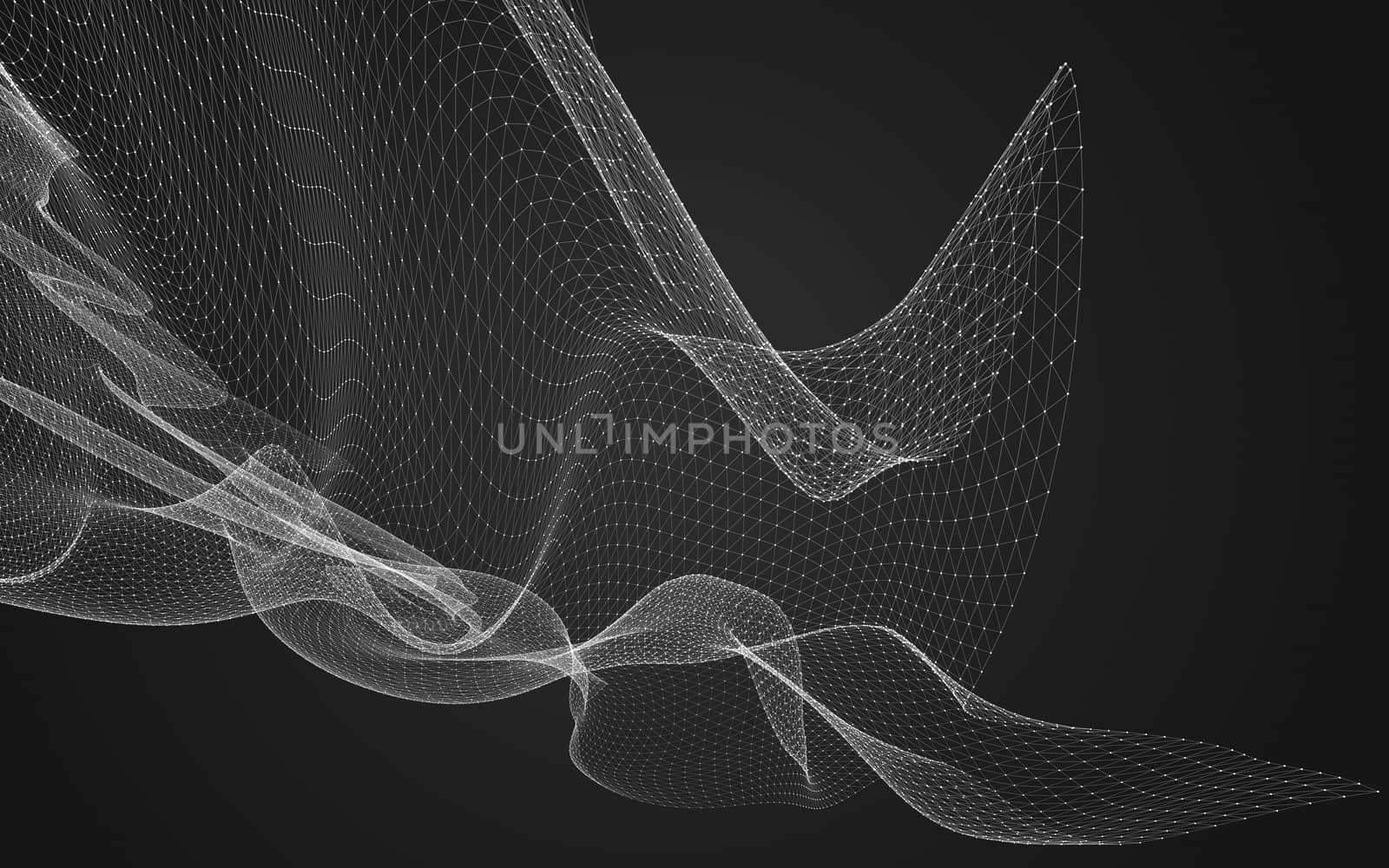 Abstract polygonal space low poly dark background with connecting dots and lines. Connection structure. 3d rendering