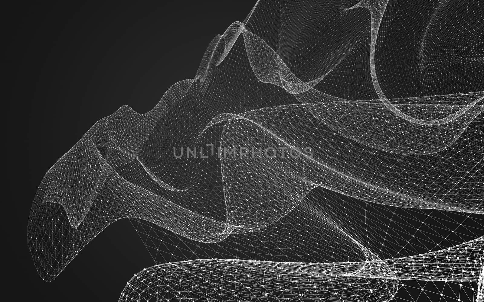 Abstract polygonal space low poly dark background with connecting dots and lines. Connection structure. 3d rendering