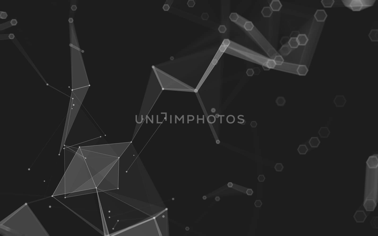 Abstract polygonal space low poly dark background with connecting dots and lines. Connection structure. 3d rendering