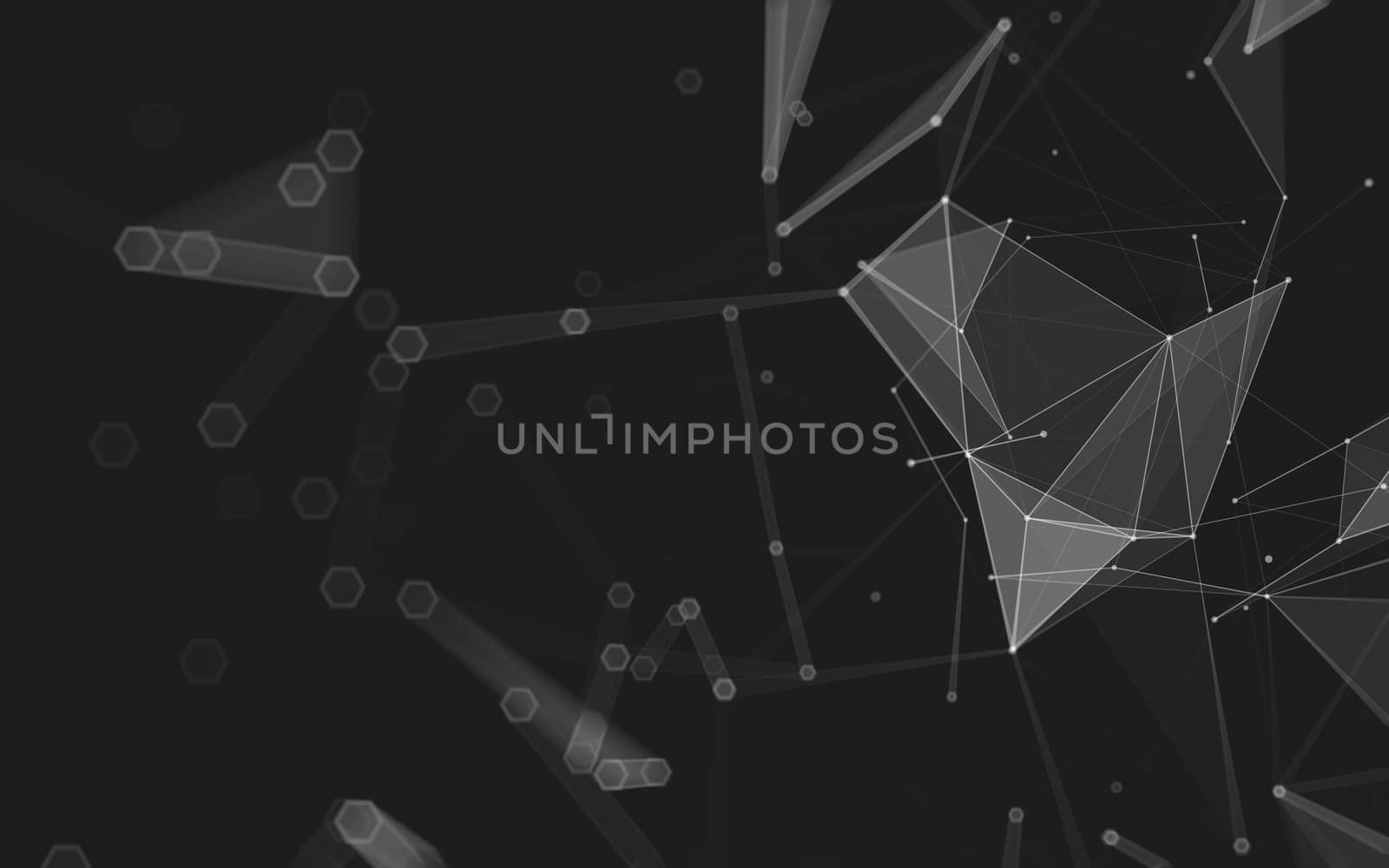 Abstract polygonal space low poly dark background with connecting dots and lines. Connection structure. 3d rendering