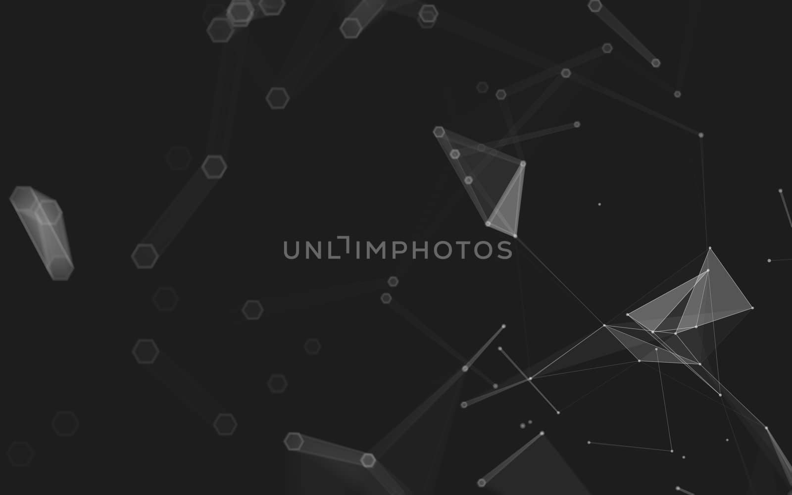 Abstract polygonal space low poly dark background with connecting dots and lines. Connection structure. 3d rendering