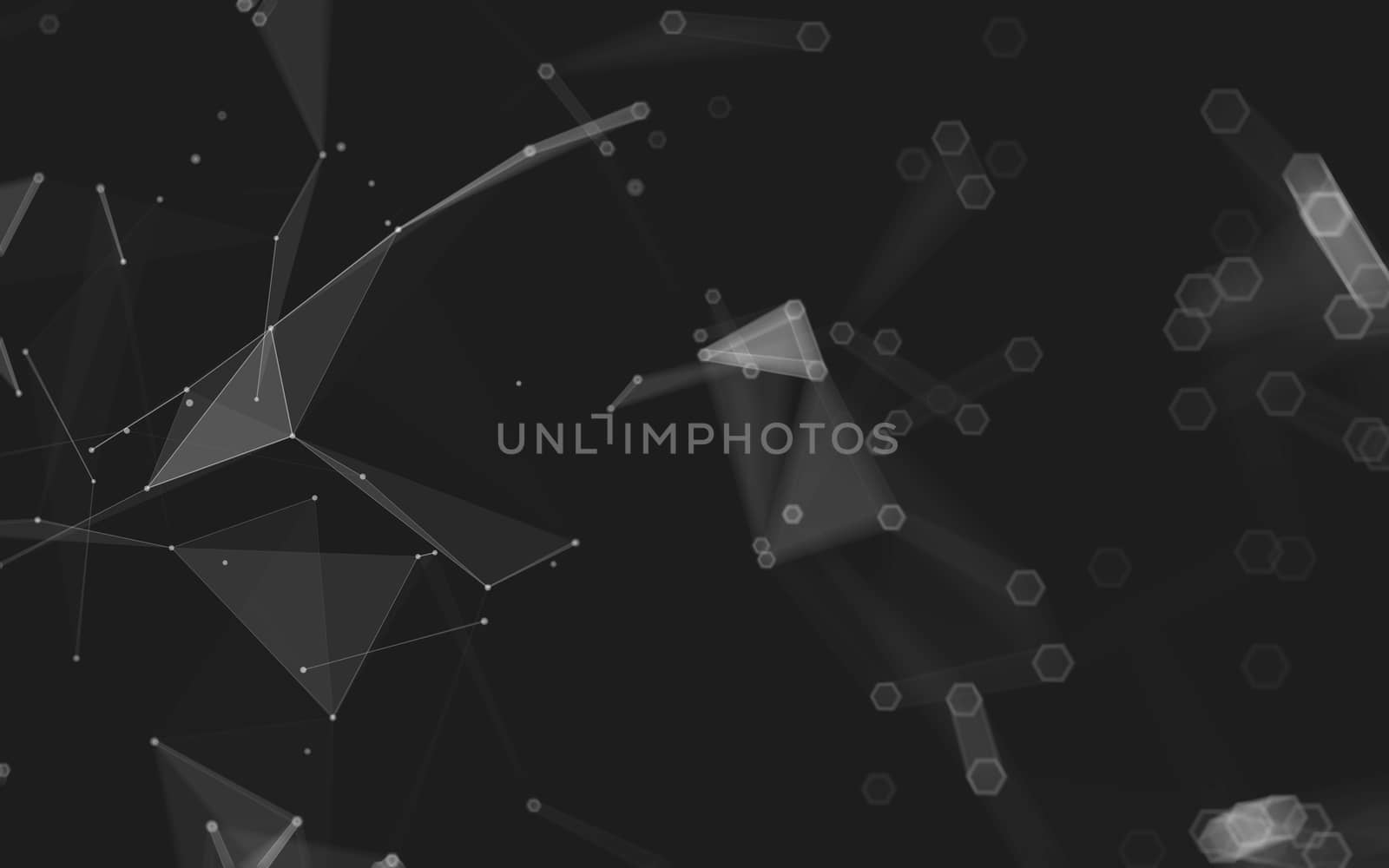 Abstract polygonal space low poly dark background with connecting dots and lines. Connection structure. 3d rendering