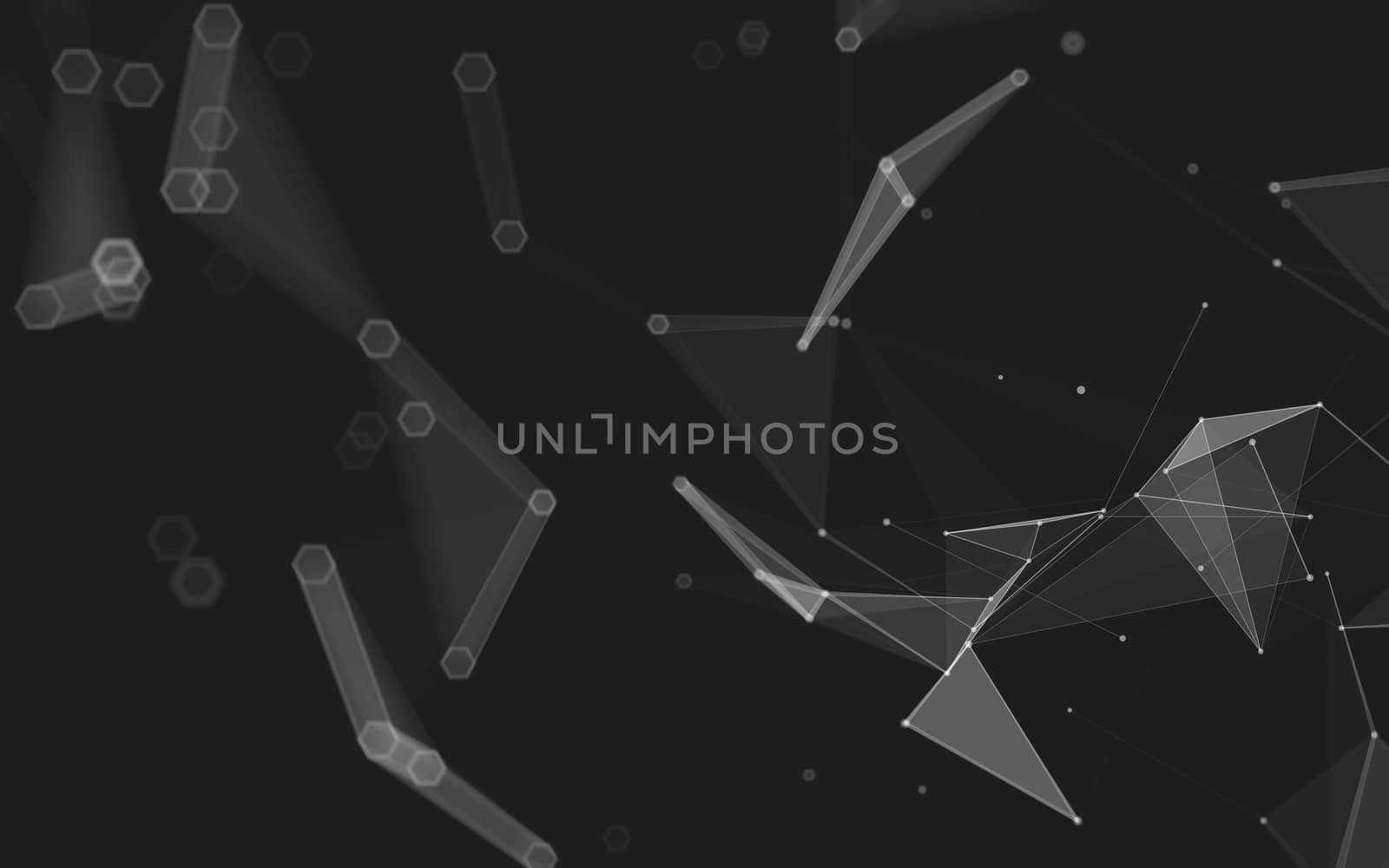 Abstract polygonal space low poly dark background with connecting dots and lines. Connection structure. 3d rendering