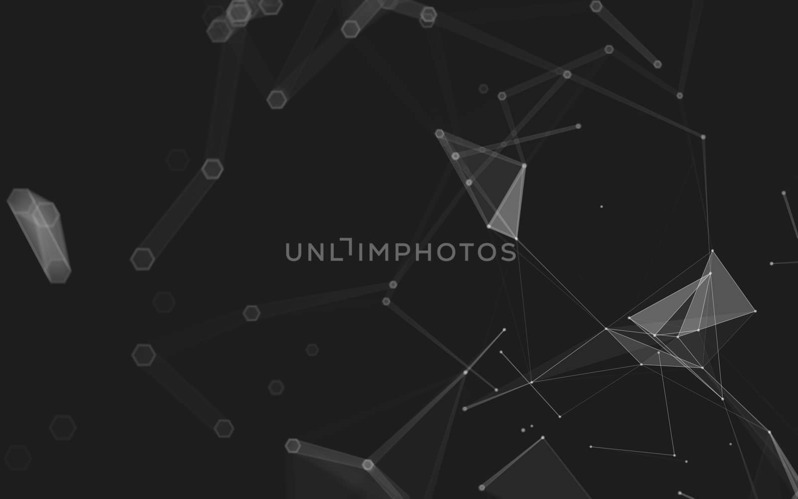 Abstract polygonal space low poly dark background with connecting dots and lines. Connection structure. 3d rendering