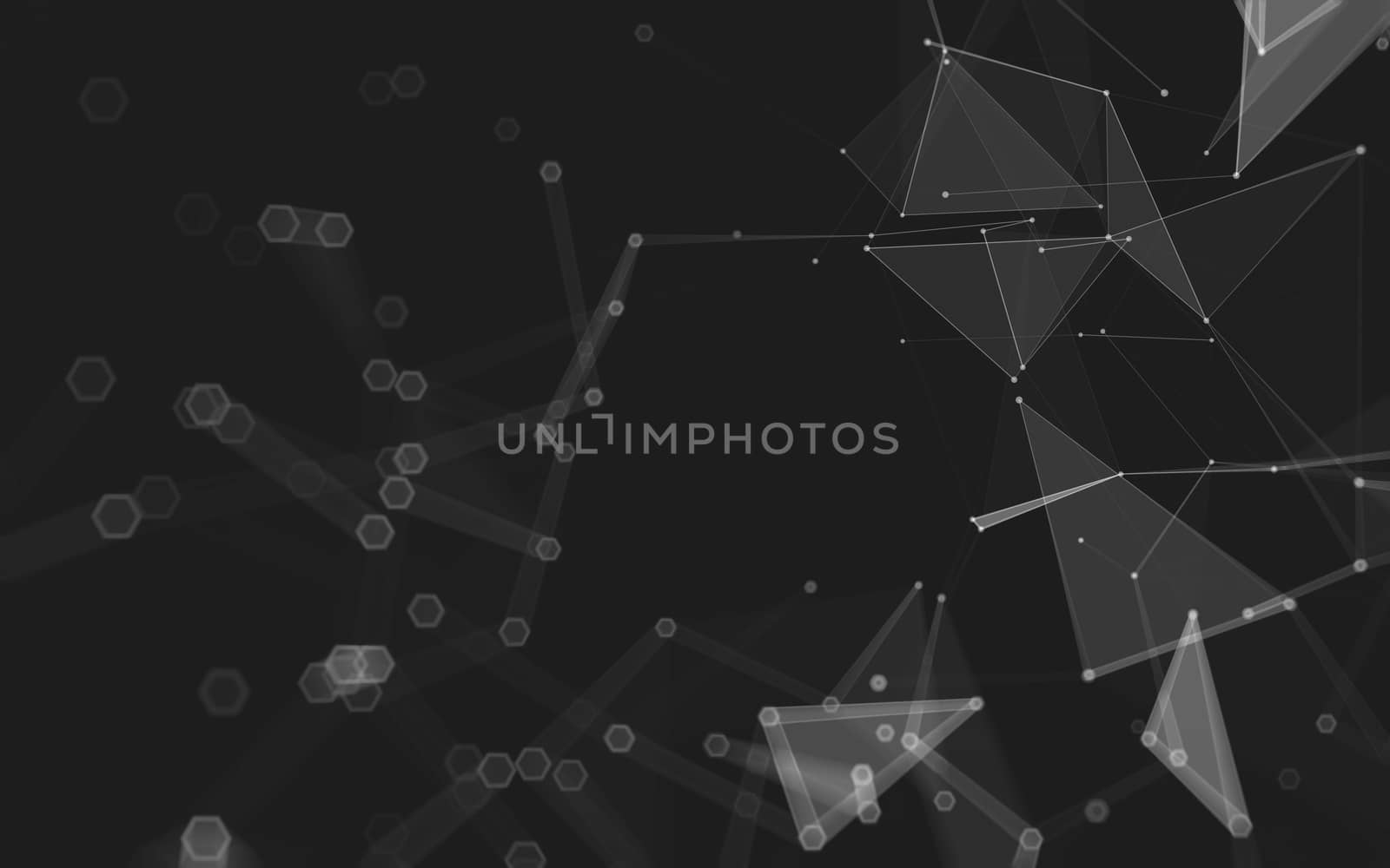 Abstract polygonal space low poly dark background with connecting dots and lines. Connection structure. 3d rendering