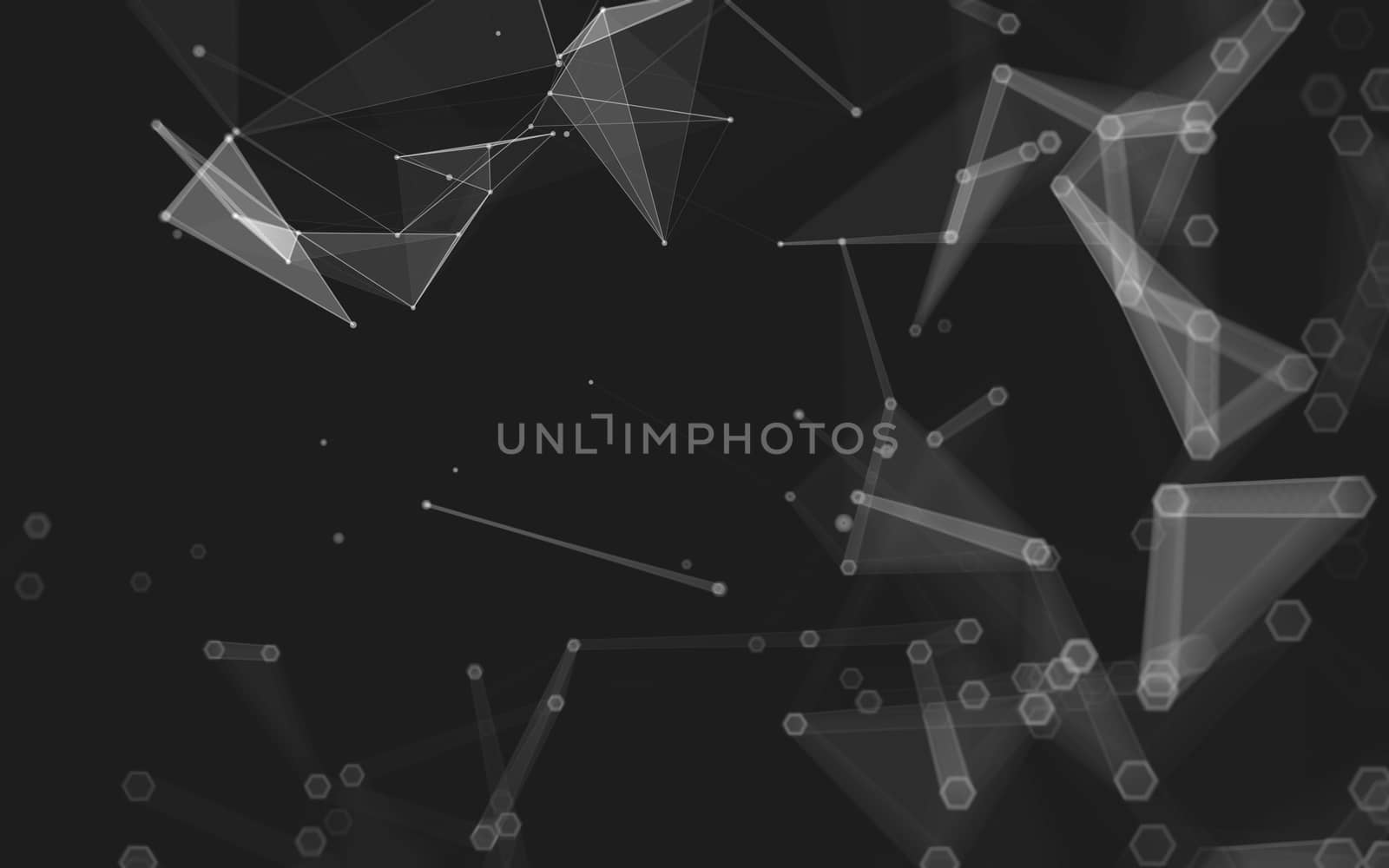 Abstract polygonal space low poly dark background with connecting dots and lines. Connection structure. 3d rendering