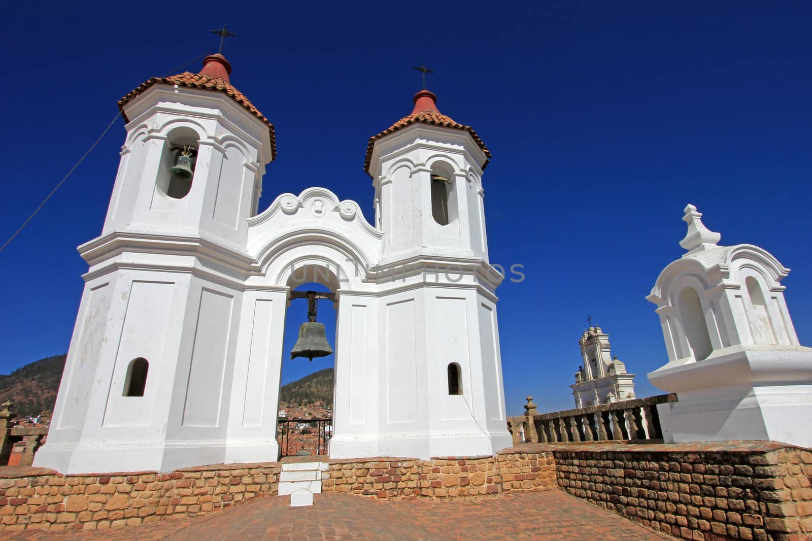 The nice white church of San Felipe Neri, Sucre, Bolivia