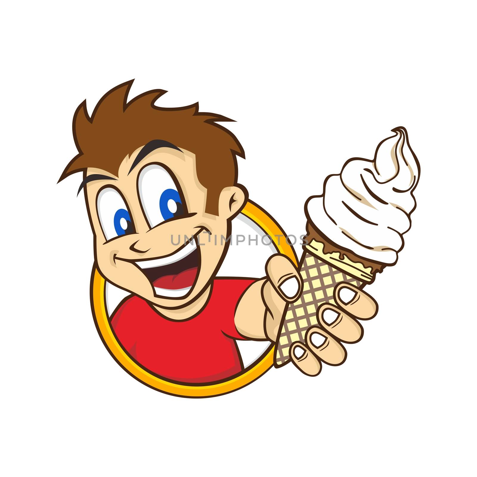 cartoon guy holding ice cream by vector1st