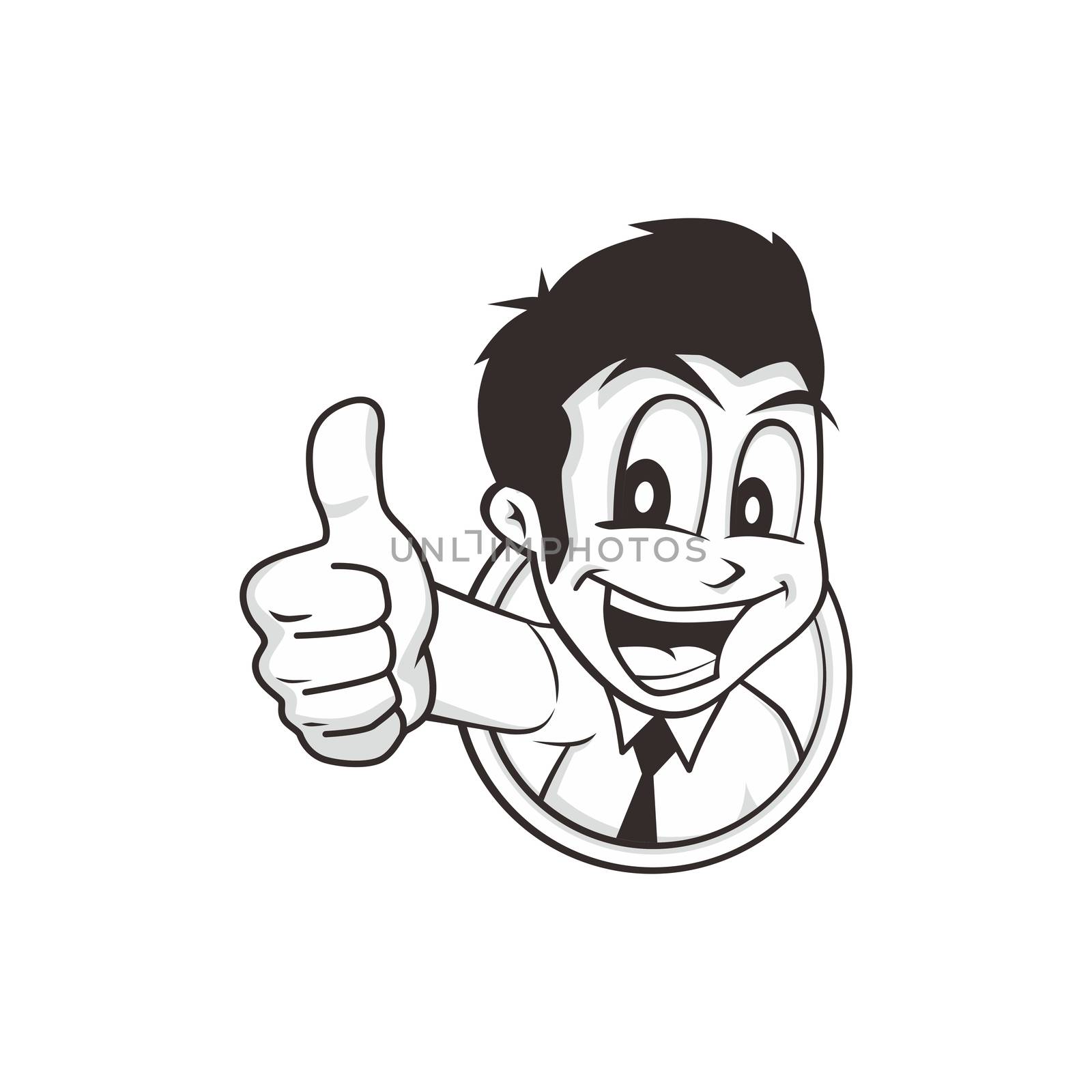 cartoon guy thumbs up character vector illustration