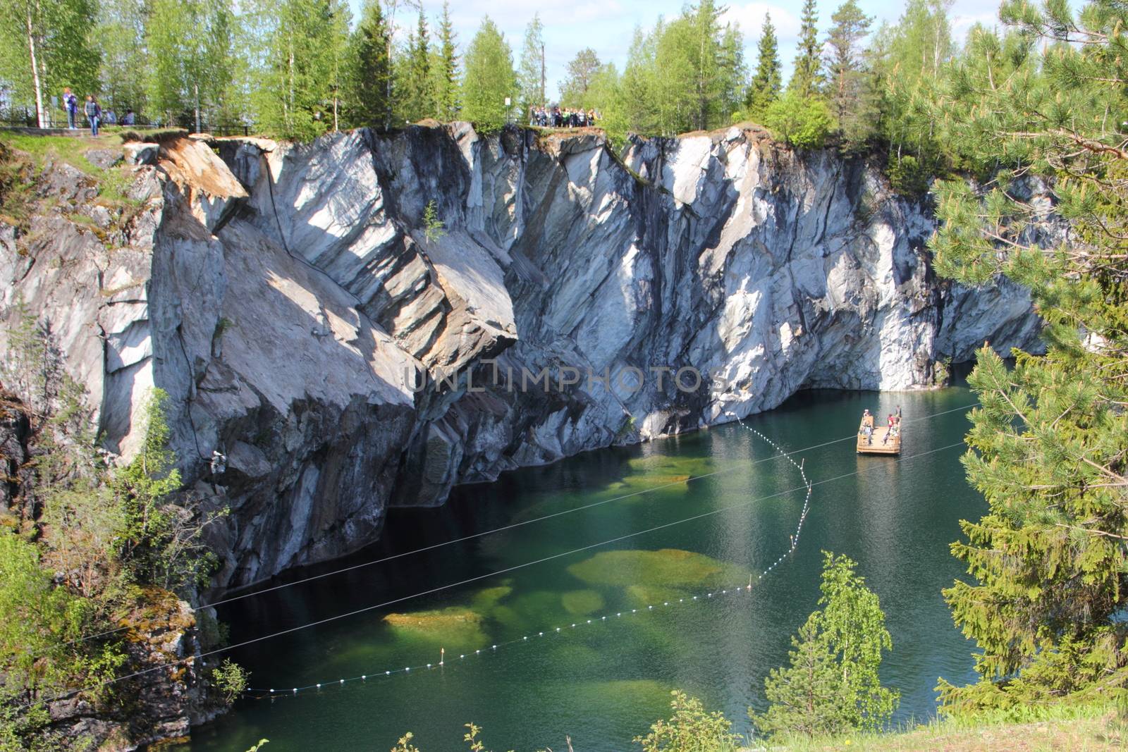 Marble quarry in Ruskeala, Republic of Karelia, Russia. View from above