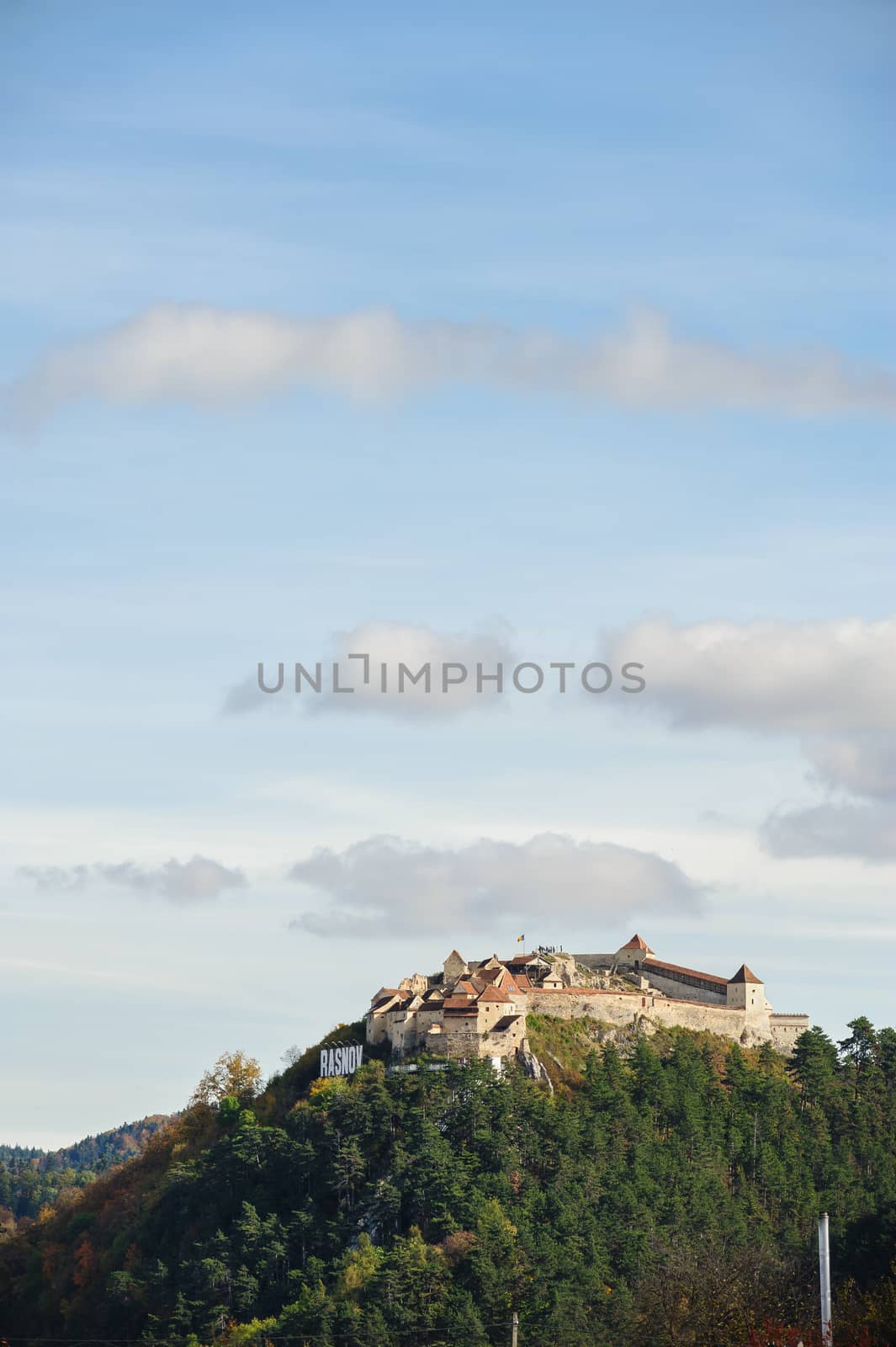 Rasnov, Brasov, Transylvania, Romania - 21th October 2016: Look to Medieval saxon fortress Rosenau