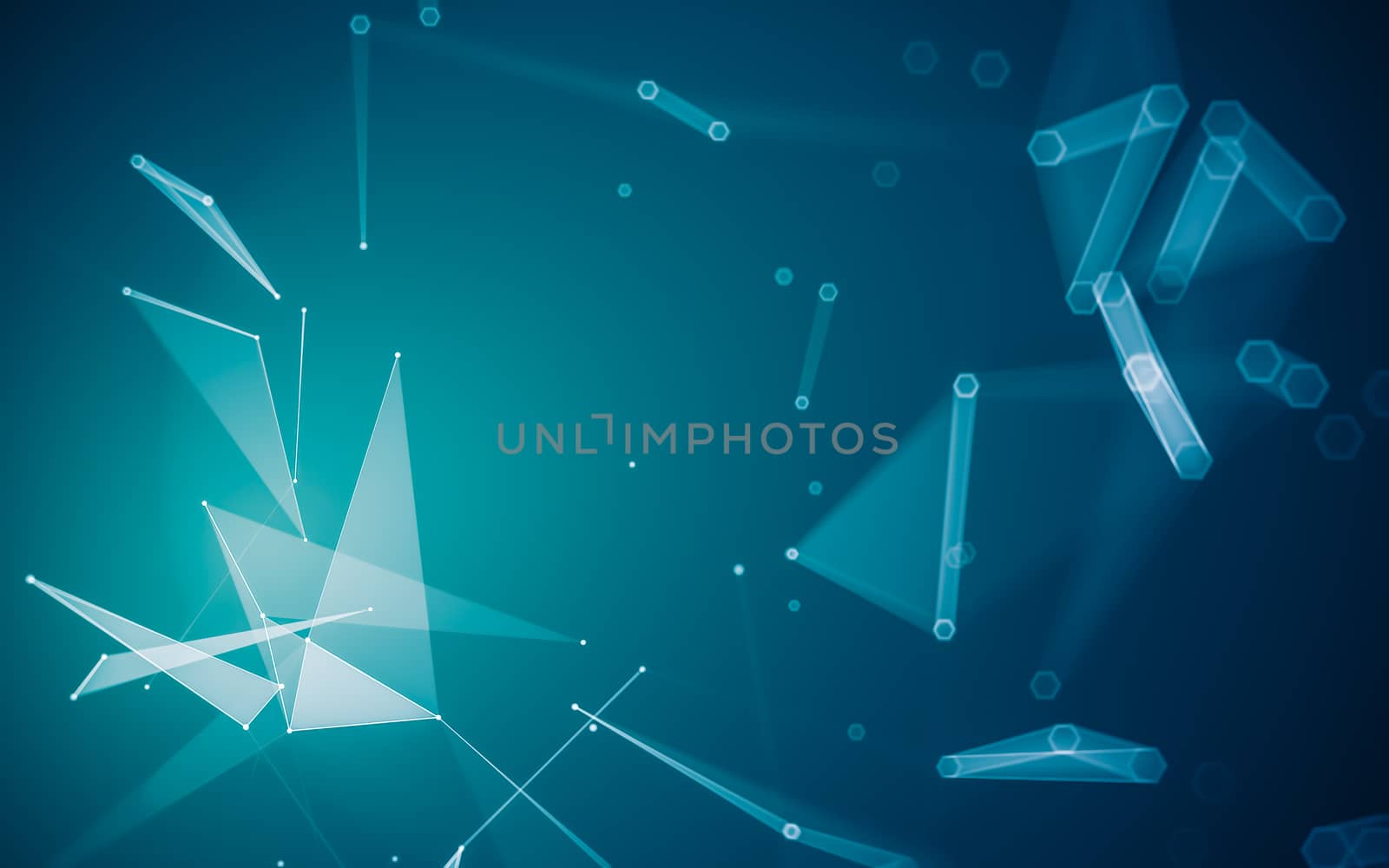 Abstract polygonal space low poly dark background with connecting dots and lines. Connection structure. 3d rendering