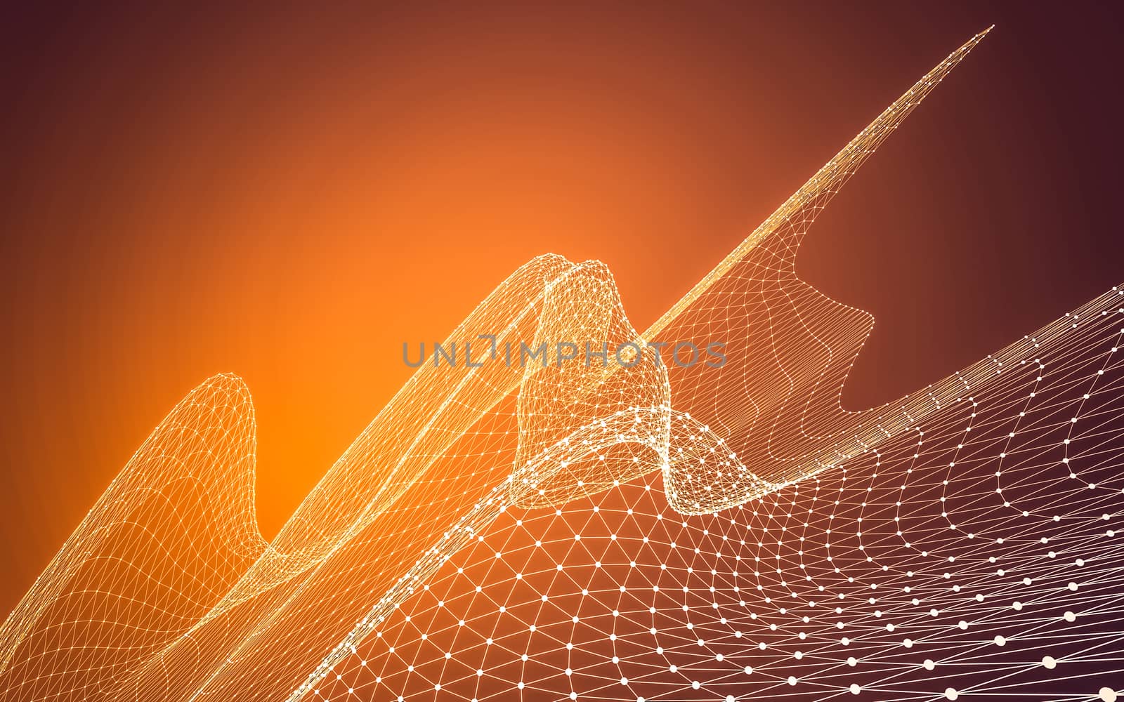 Abstract polygonal space low poly dark background with connecting dots and lines. Connection structure. 3d rendering