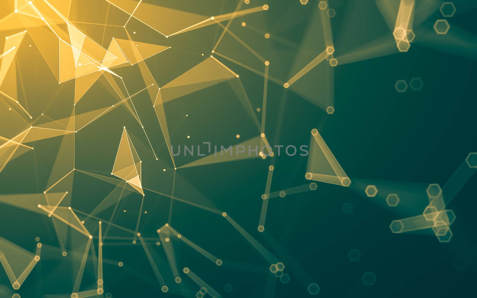 Abstract polygonal space low poly dark background with connecting dots and lines. Connection structure. 3d rendering