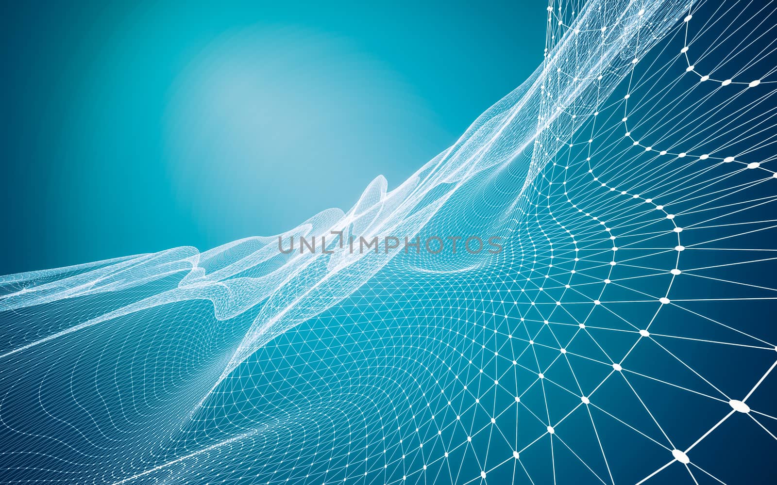 Abstract polygonal space low poly dark background with connecting dots and lines. Connection structure. 3d rendering