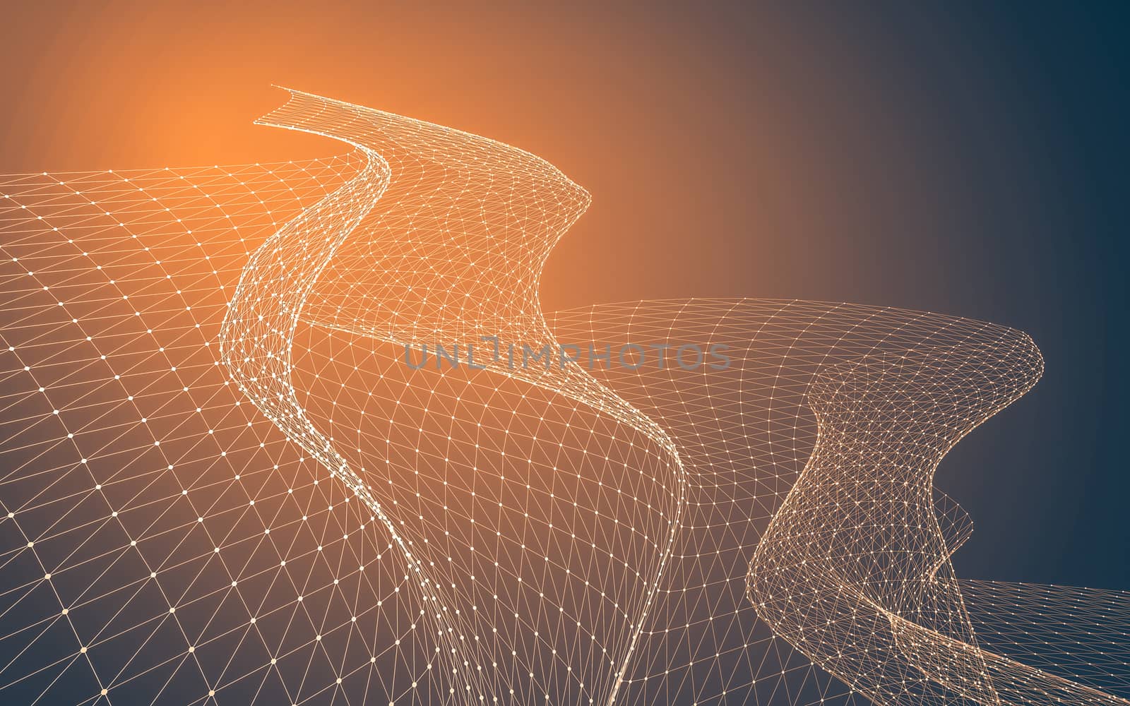 Abstract polygonal space low poly dark background with connecting dots and lines. Connection structure. 3d rendering