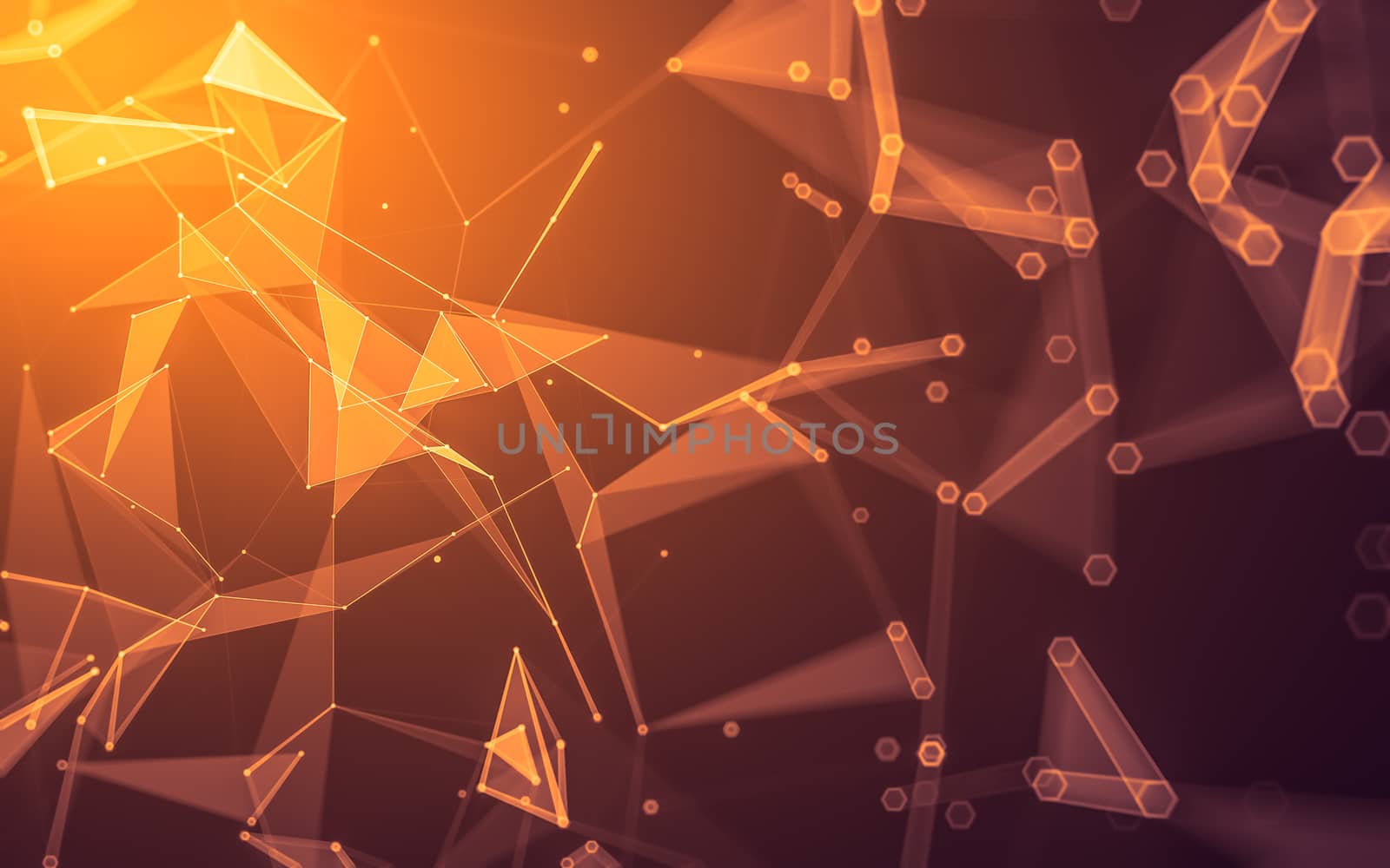 Abstract polygonal space low poly dark background, 3d rendering by teerawit