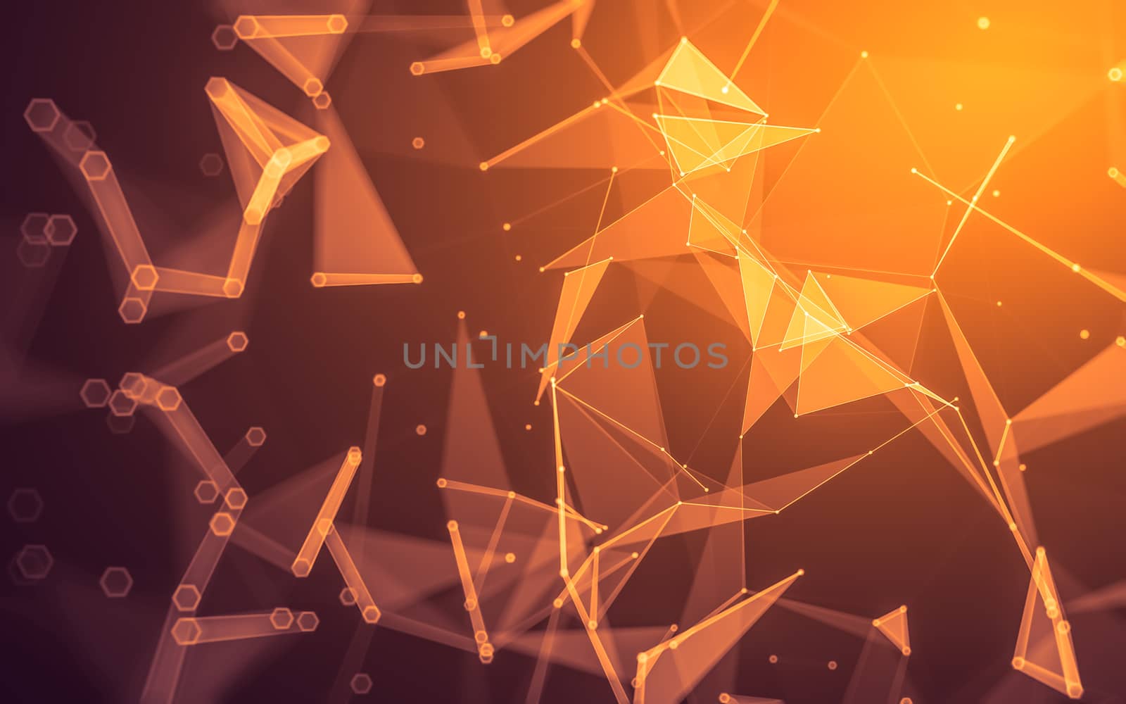 Abstract polygonal space low poly dark background, 3d rendering by teerawit