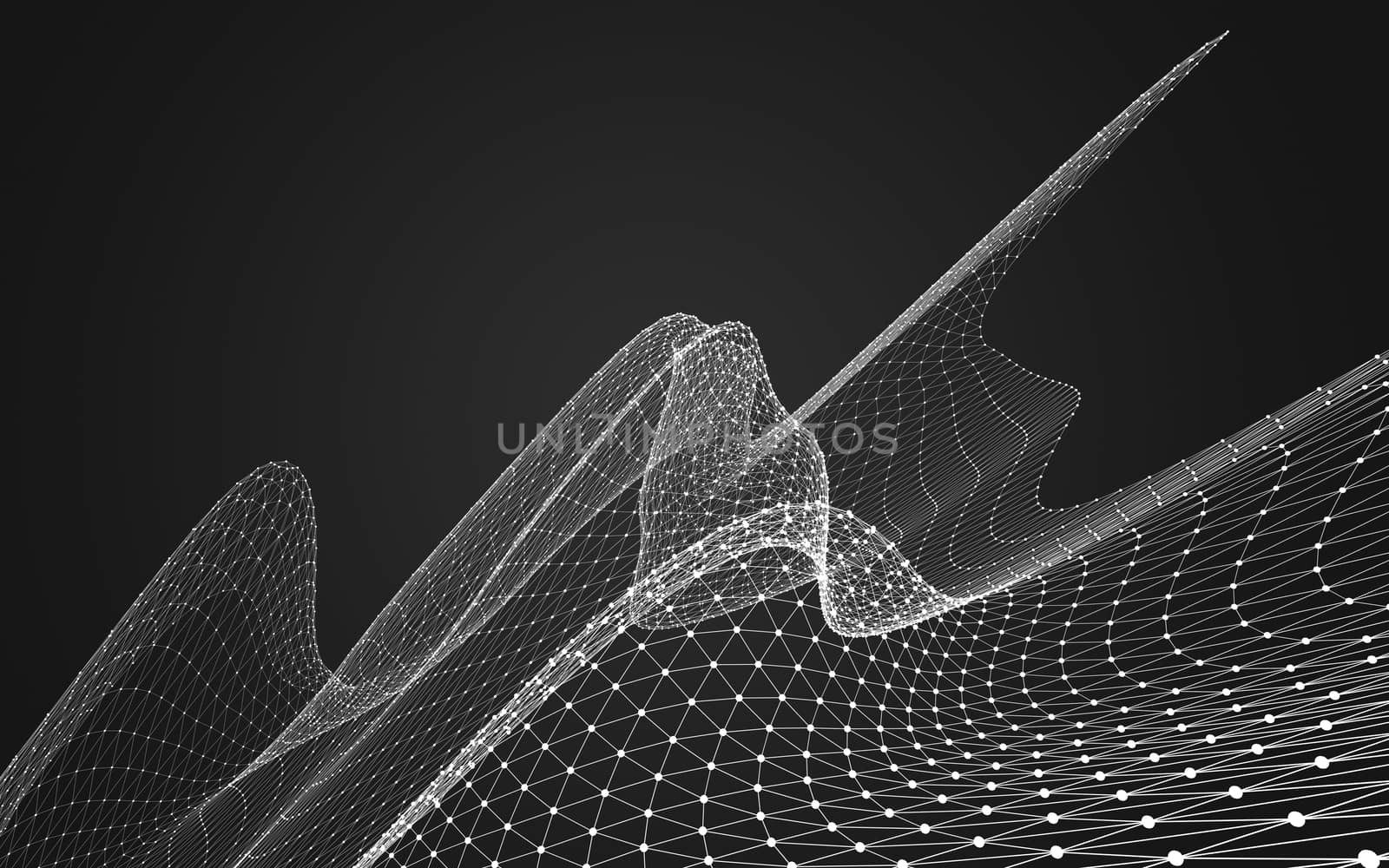 Abstract polygonal space low poly dark background with connecting dots and lines. Connection structure. 3d rendering