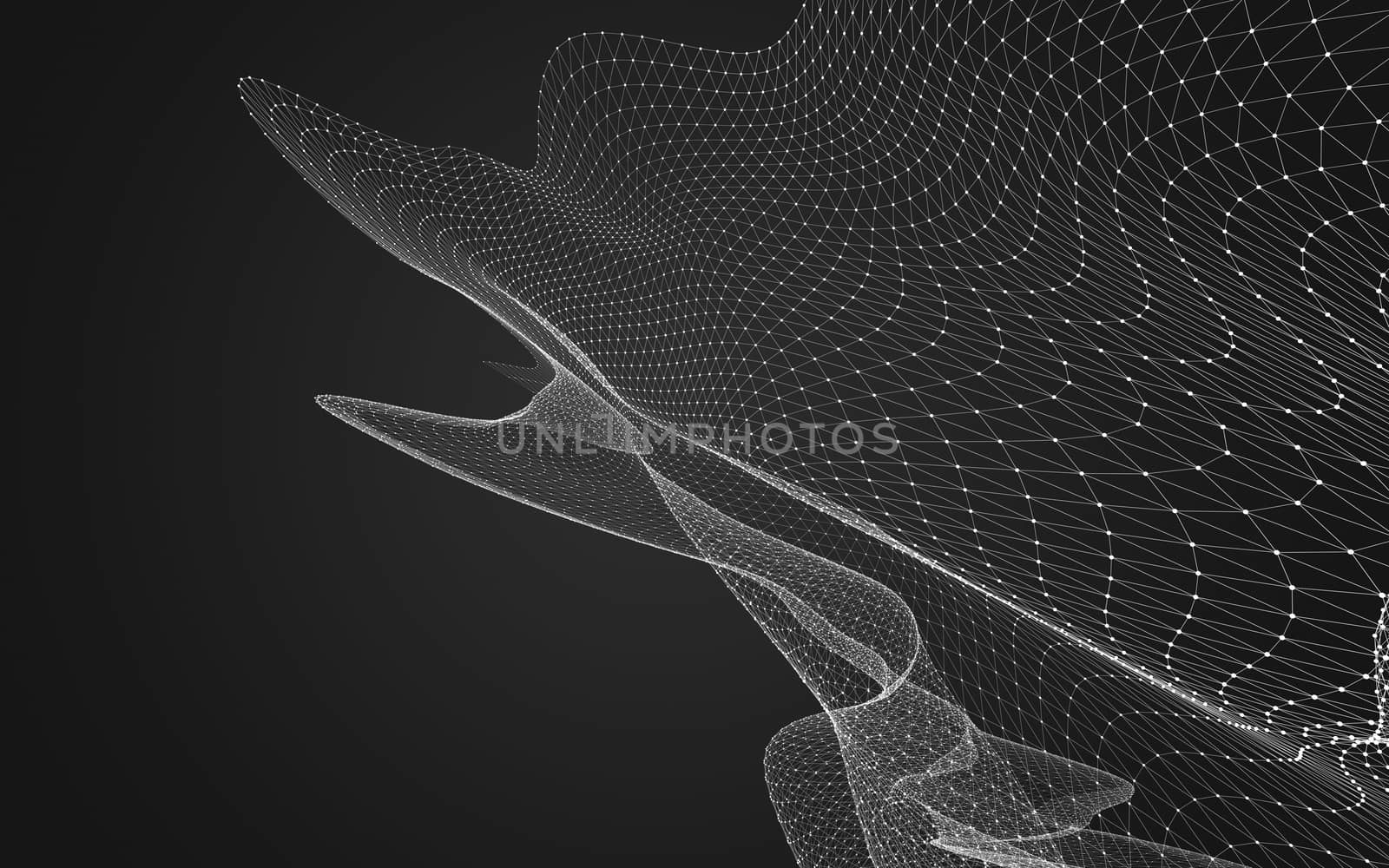 Abstract polygonal space low poly dark background with connecting dots and lines. Connection structure. 3d rendering