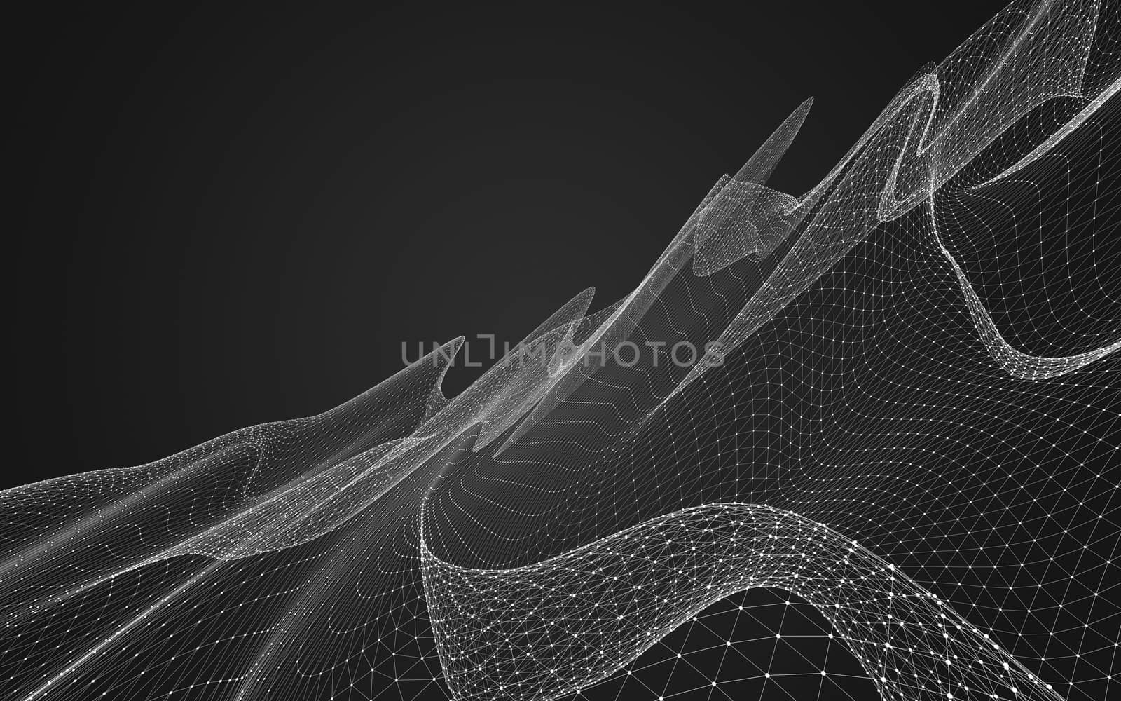 Abstract polygonal space low poly dark background with connecting dots and lines. Connection structure. 3d rendering