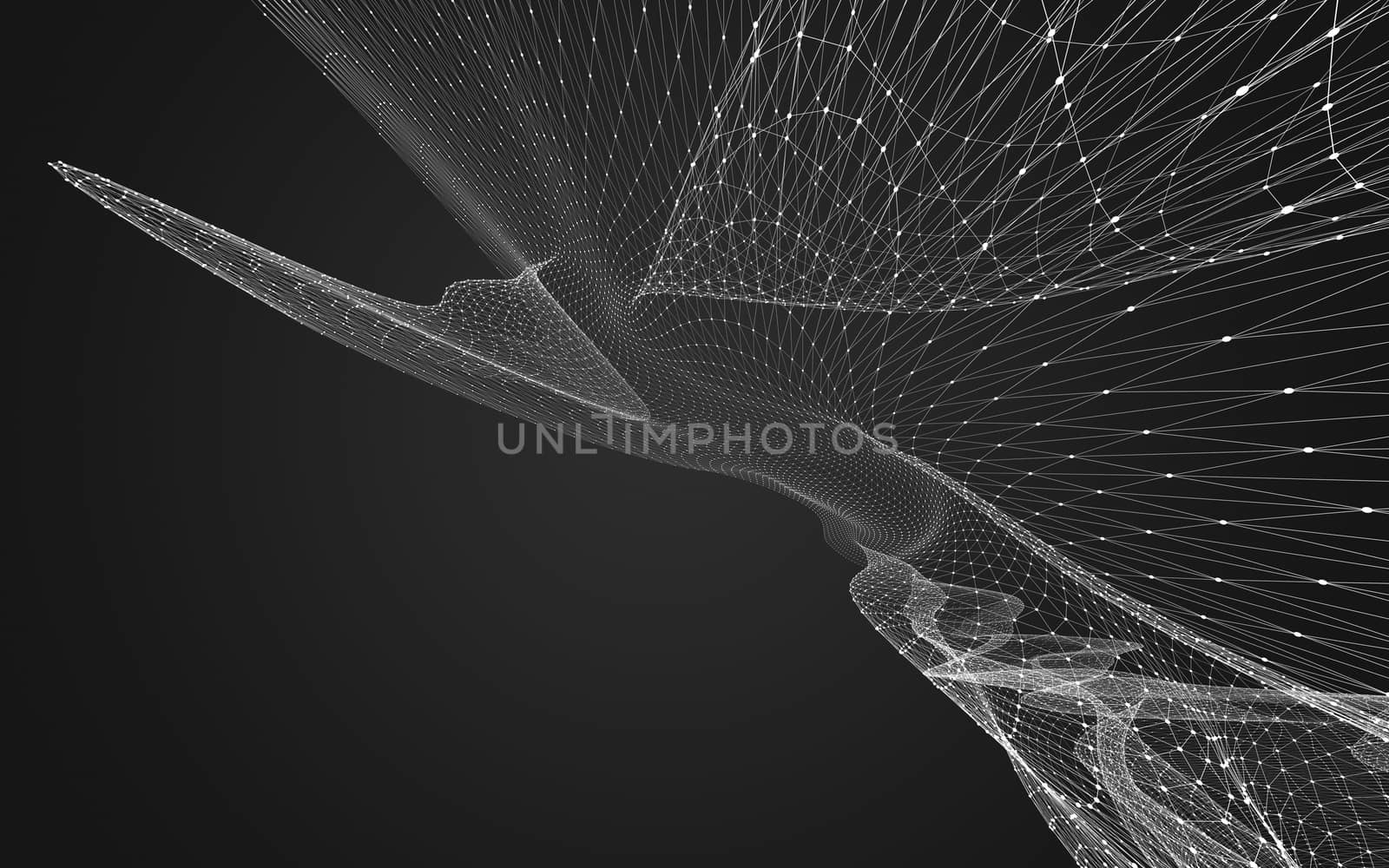 Abstract polygonal space low poly dark background with connecting dots and lines. Connection structure. 3d rendering