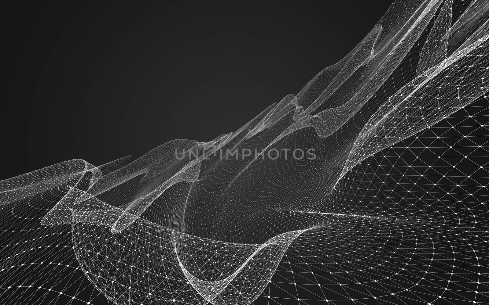 Abstract polygonal space low poly dark background, 3d rendering by teerawit